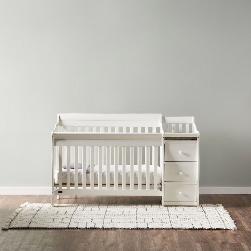 Giggles Jessica 3-in-1 White Wooden Convertible Crib with Storage (Up to 5 years)-Baby Cribs-image-1