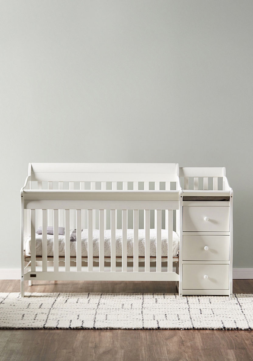 Giggles Jessica 3-in-1 White Wooden Convertible Crib with Storage (Up to 5 years)-Baby Cribs-image-2