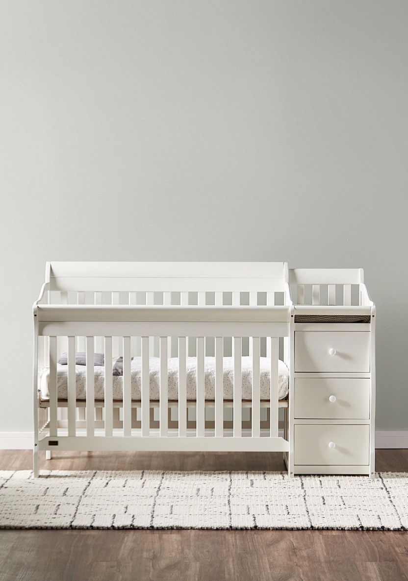 Giggles Jessica 3-in-1 White Wooden Convertible Crib with Storage (Up to 5 years)-Baby Cribs-image-3