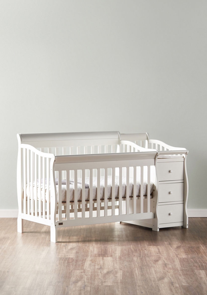 Giggles Jessica 3-in-1 White Wooden Convertible Crib with Storage (Up to 5 years)-Baby Cribs-image-4