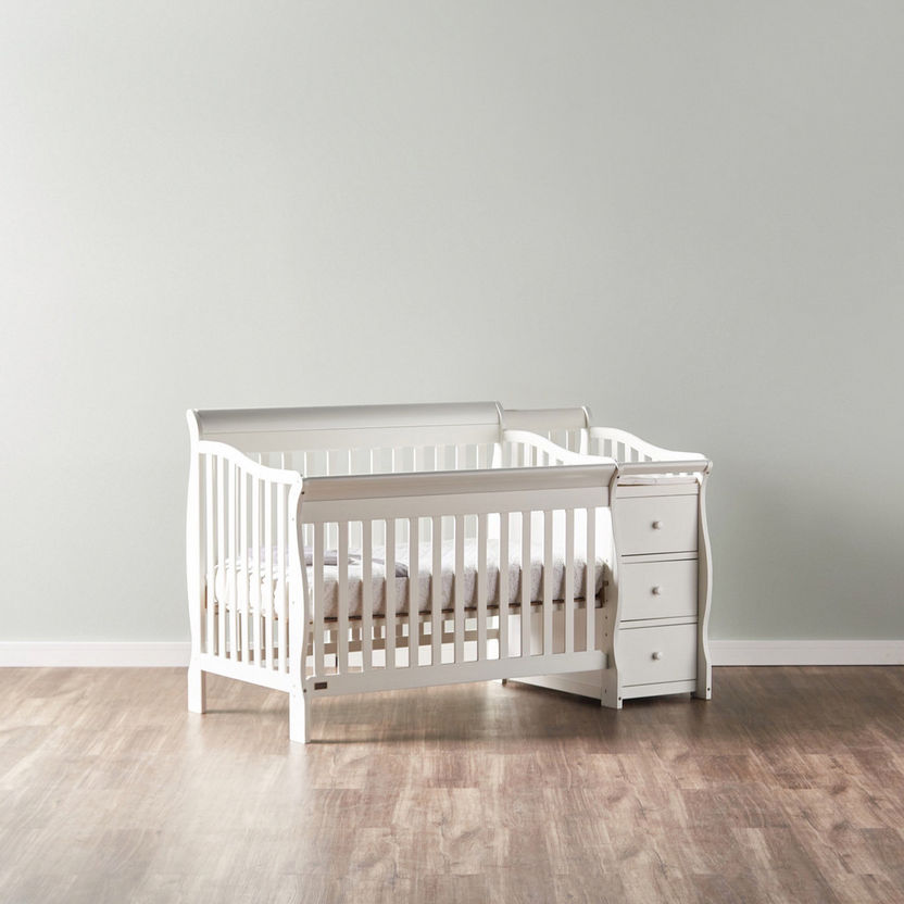 Giggles Jessica 3-in-1 White Wooden Convertible Crib with Storage (Up to 5 years)-Baby Cribs-image-4