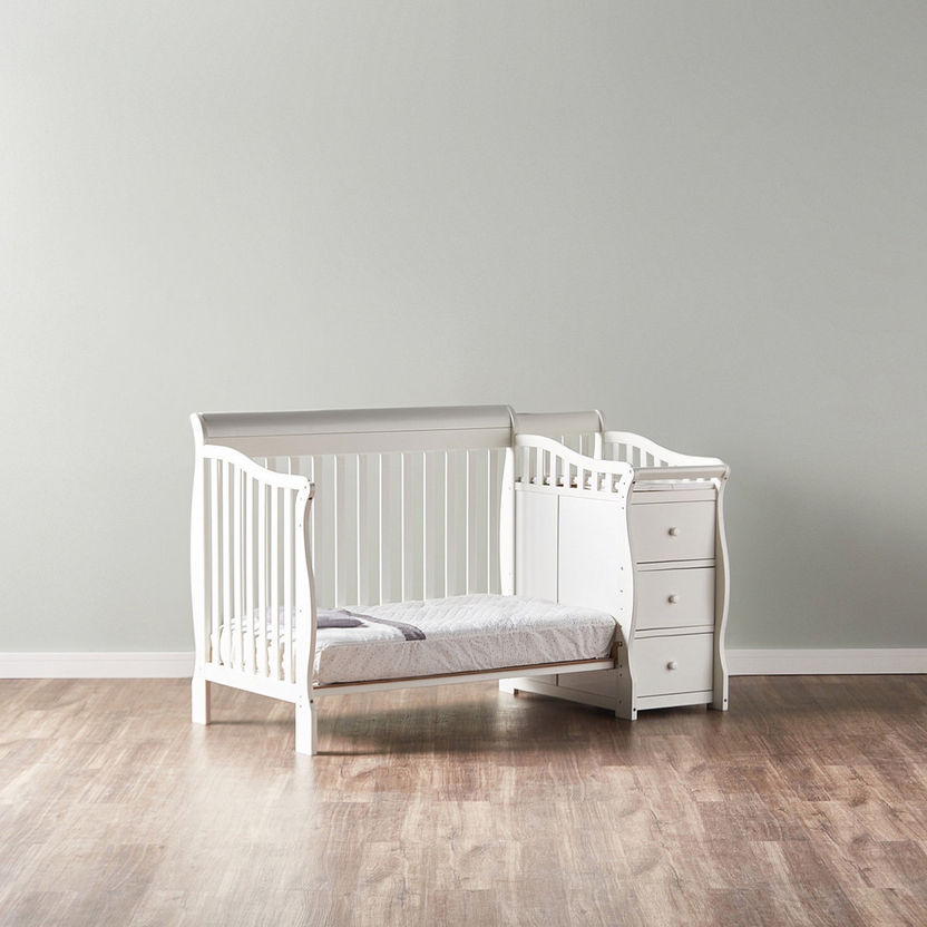 Giggles Jessica 3-in-1 White Wooden Convertible Crib with Storage (Up to 5 years)-Baby Cribs-image-5