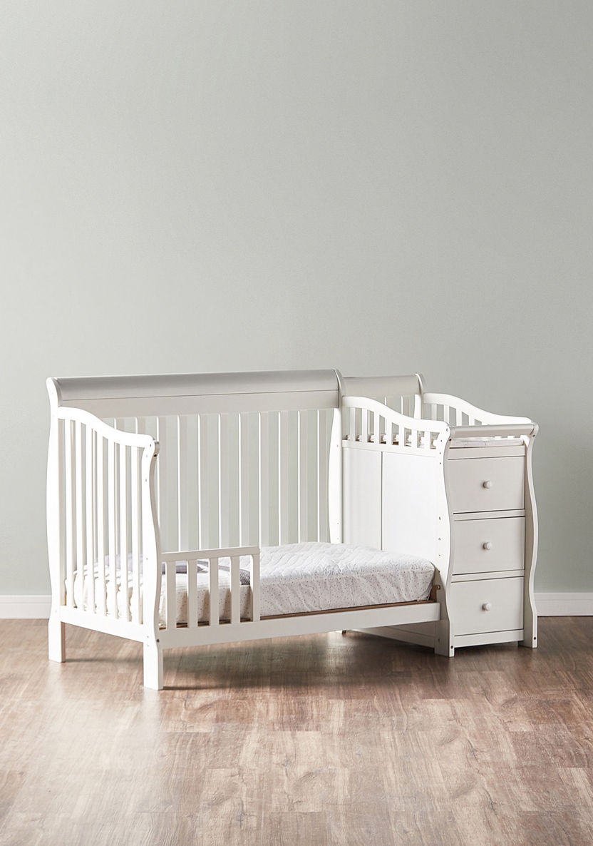 Giggles Jessica 3-in-1 White Wooden Convertible Crib with Storage (Up to 5 years)-Baby Cribs-image-8