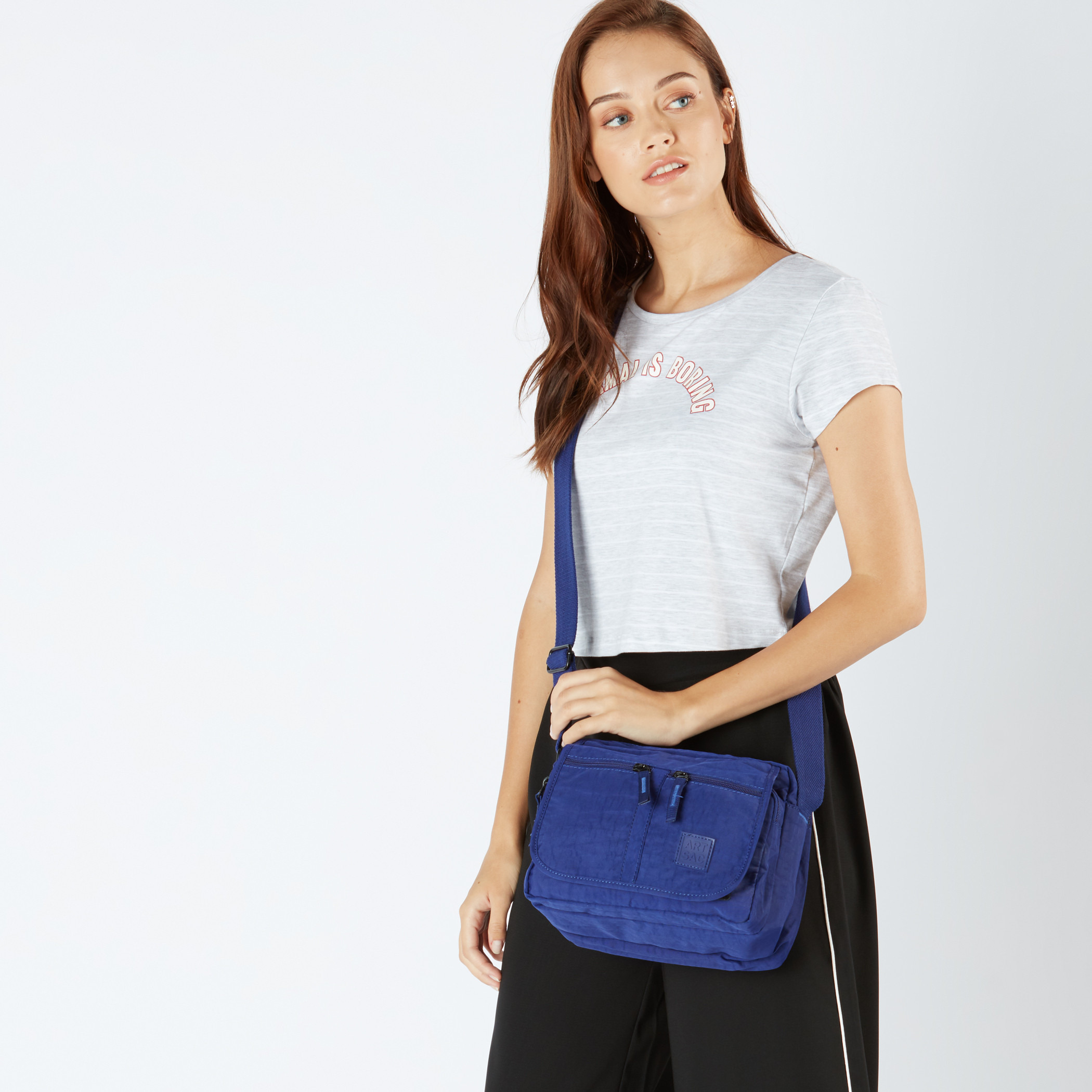 Art Sac Textured Crossbody Bag with Flap and Zip Closure-women-bagsandwallets-handbags-image-2