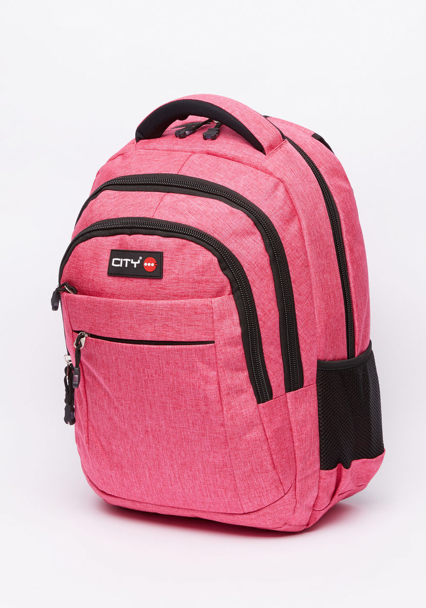 LYC SAC Textured Backpack and Pencil Case with Zip Closure-Backpacks-image-1