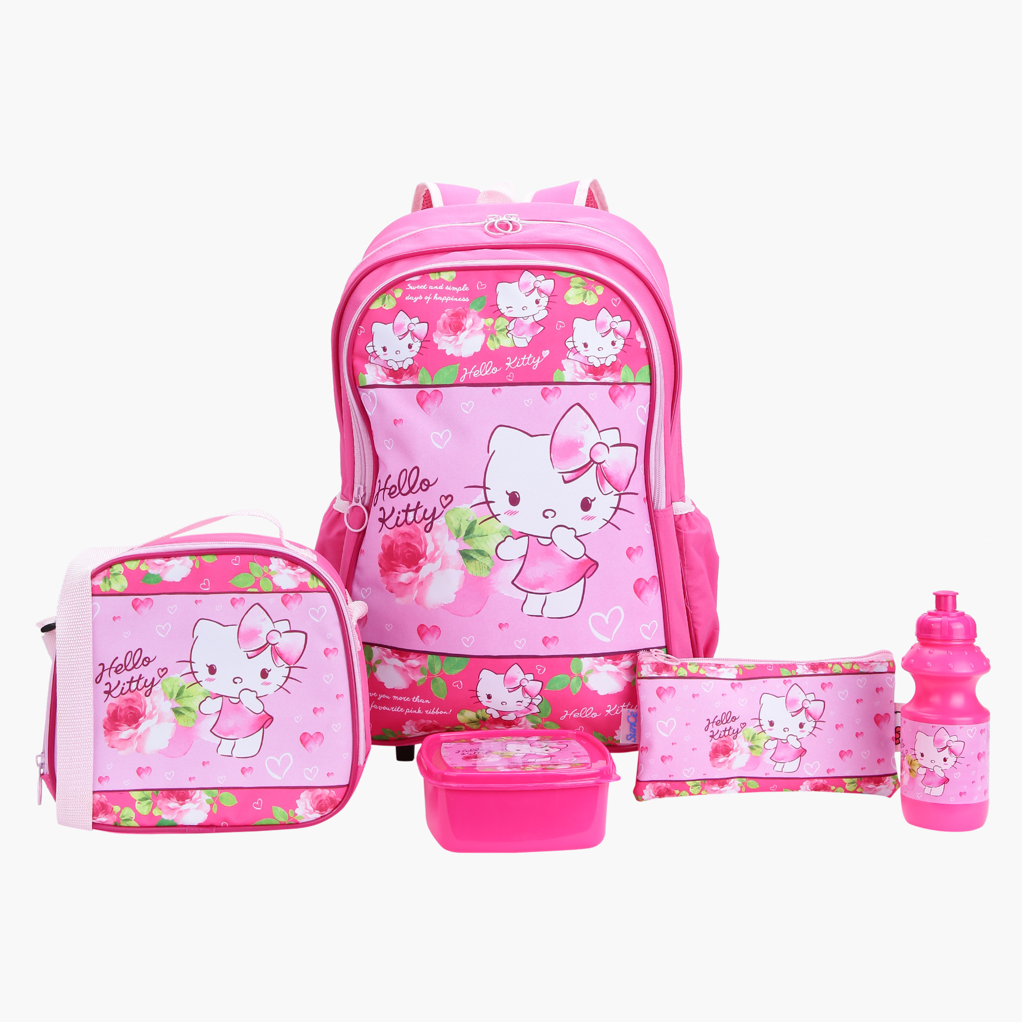 Hello Kitty Printed 5 Piece Trolley Backpack Set