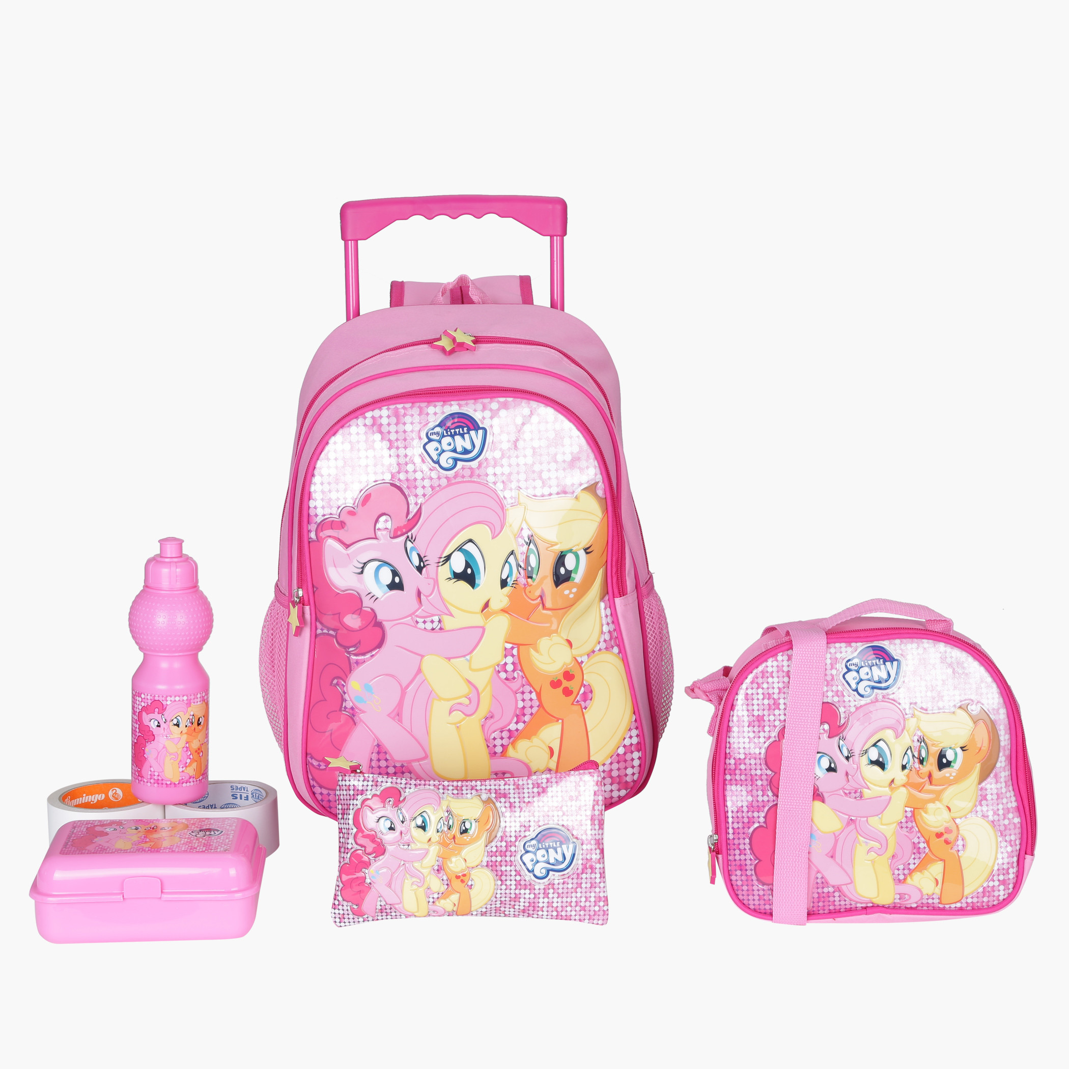 طقم حقيبة ظهر بعجلات ونقش ماي ليتل بوني - 5 قطع-school-bagsandbackpacks-trolleybags-image-1
