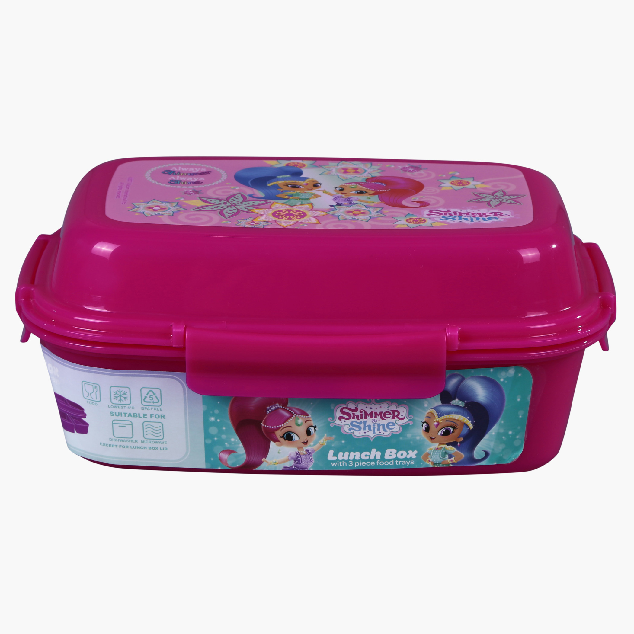 Buy Shimmer and Shine Printed Lunch Box with 4 Clip Closures and 3 Trays Online Mothercare Bahrain