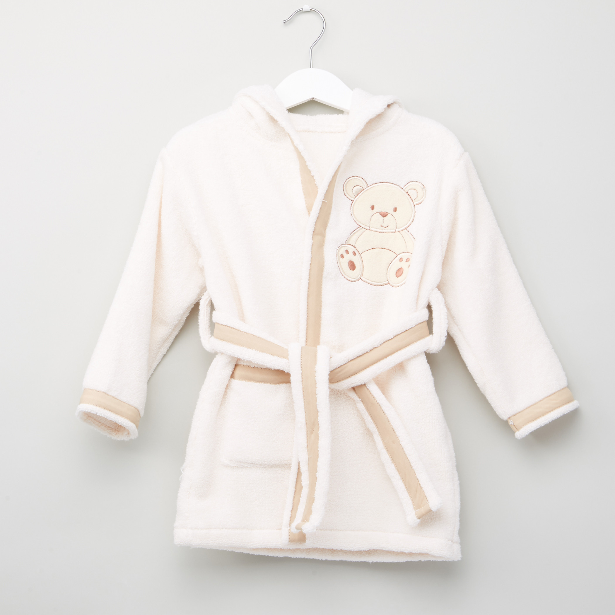 Juniors 4-Piece Hooded Bath Robe Set with Teddy Bear Applique-baby-bathandcare-towels-image-2