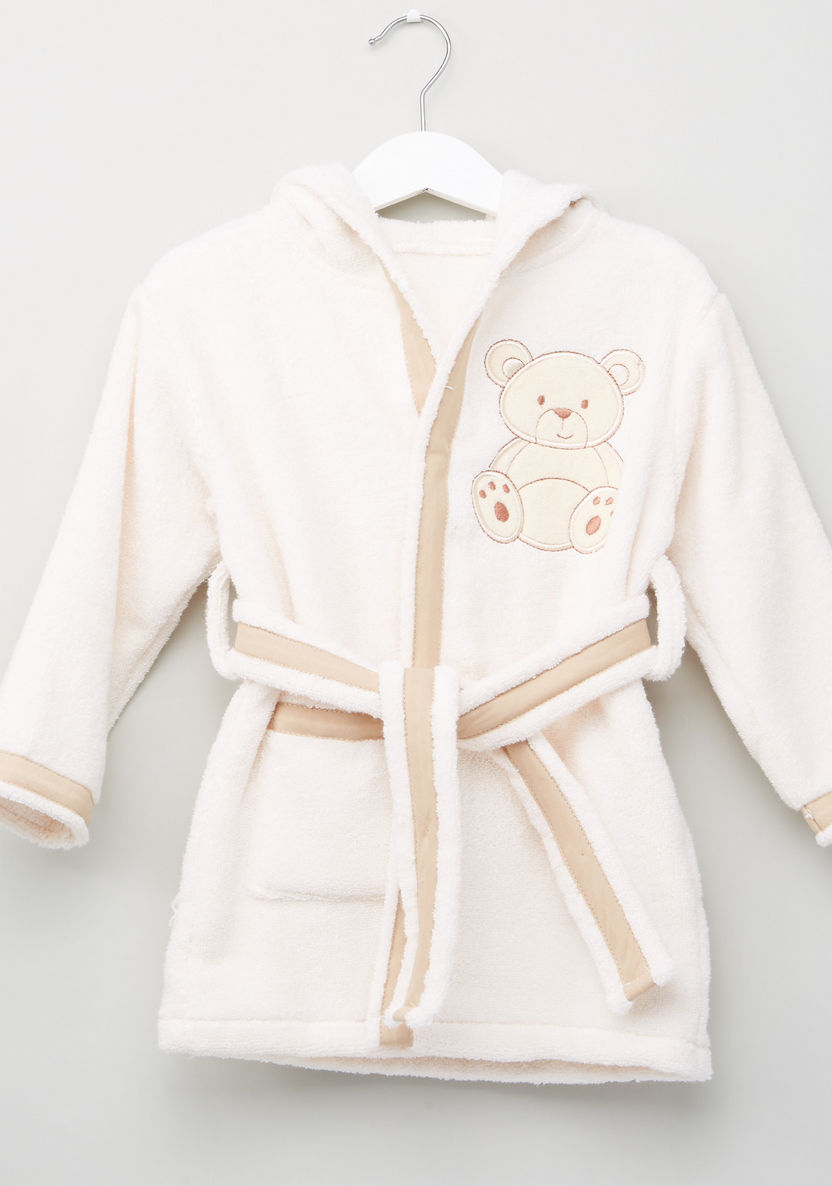 Juniors 4-Piece Hooded Bath Robe Set with Teddy Bear Applique-Towels and Flannels-image-1