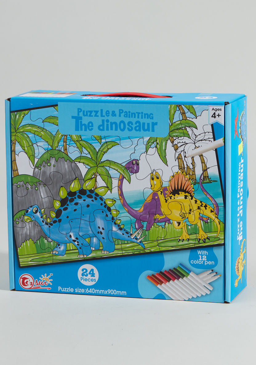 The Dinosaur 24-Piece Puzzle and Painting Set-Blocks%2C Puzzles and Board Games-image-0