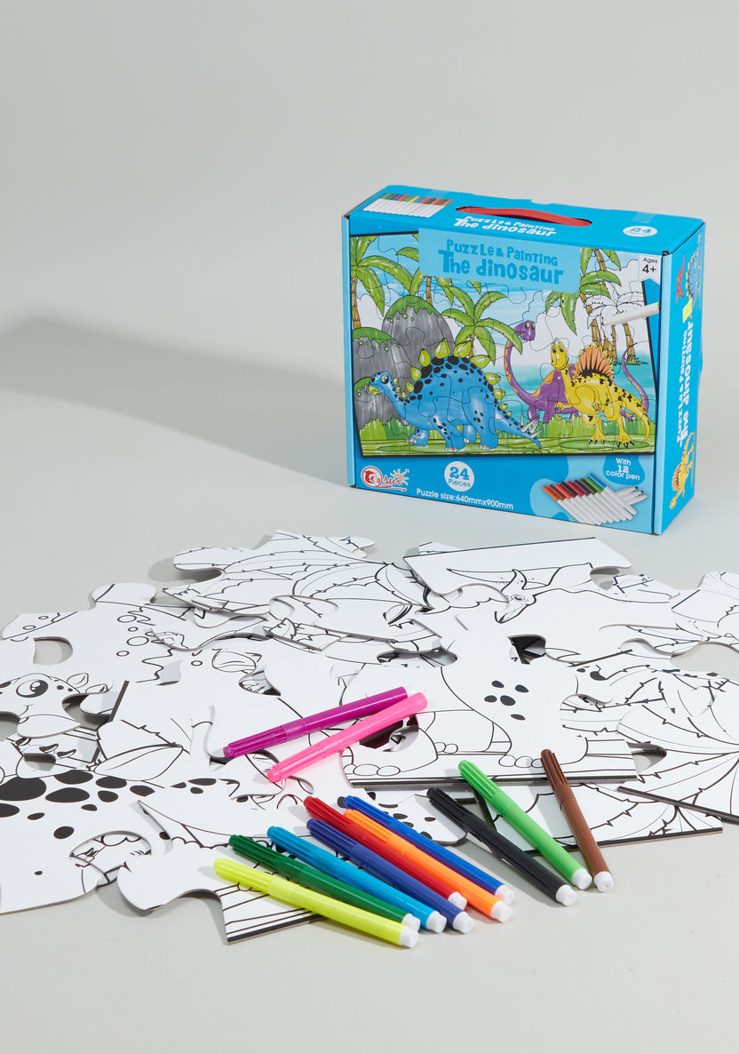 The Dinosaur 24-Piece Puzzle and Painting Set-Blocks%2C Puzzles and Board Games-image-2
