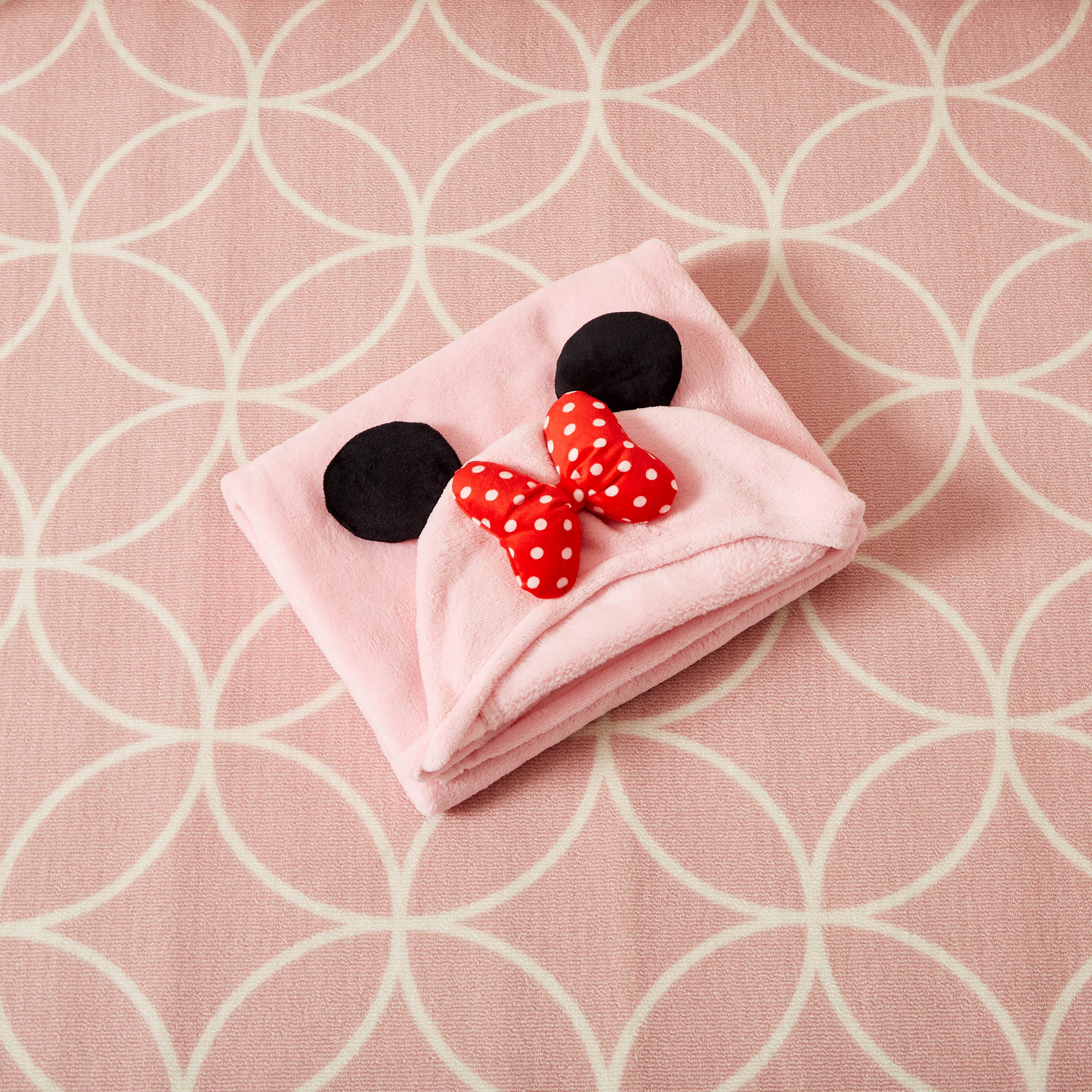 Minnie Mouse Embroidered Blanket with Hood - 78x95 cms-baby-nursery-blanketsandswaddles-blanketsandquilts-image-4