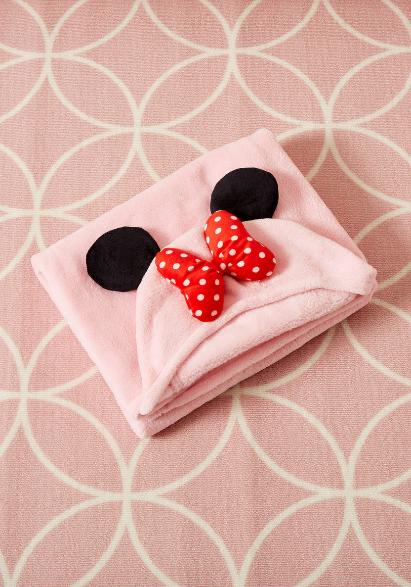 Minnie Mouse Embroidered Blanket with Hood - 78x95 cms-Blankets and Throws-image-3