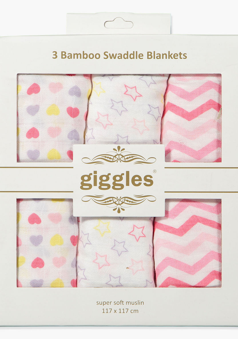 Juniors Printed Receiving Blanket - Set of 3-Blankets and Throws-image-1