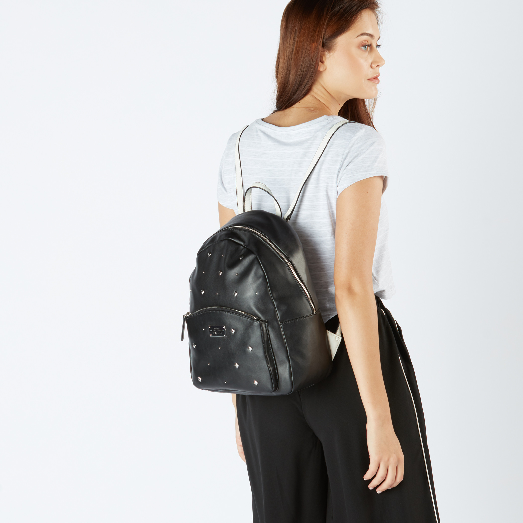 Buy Women s Guess Studded Backpack with Front Pocket and Zip Closure Online Centrepoint Kuwait