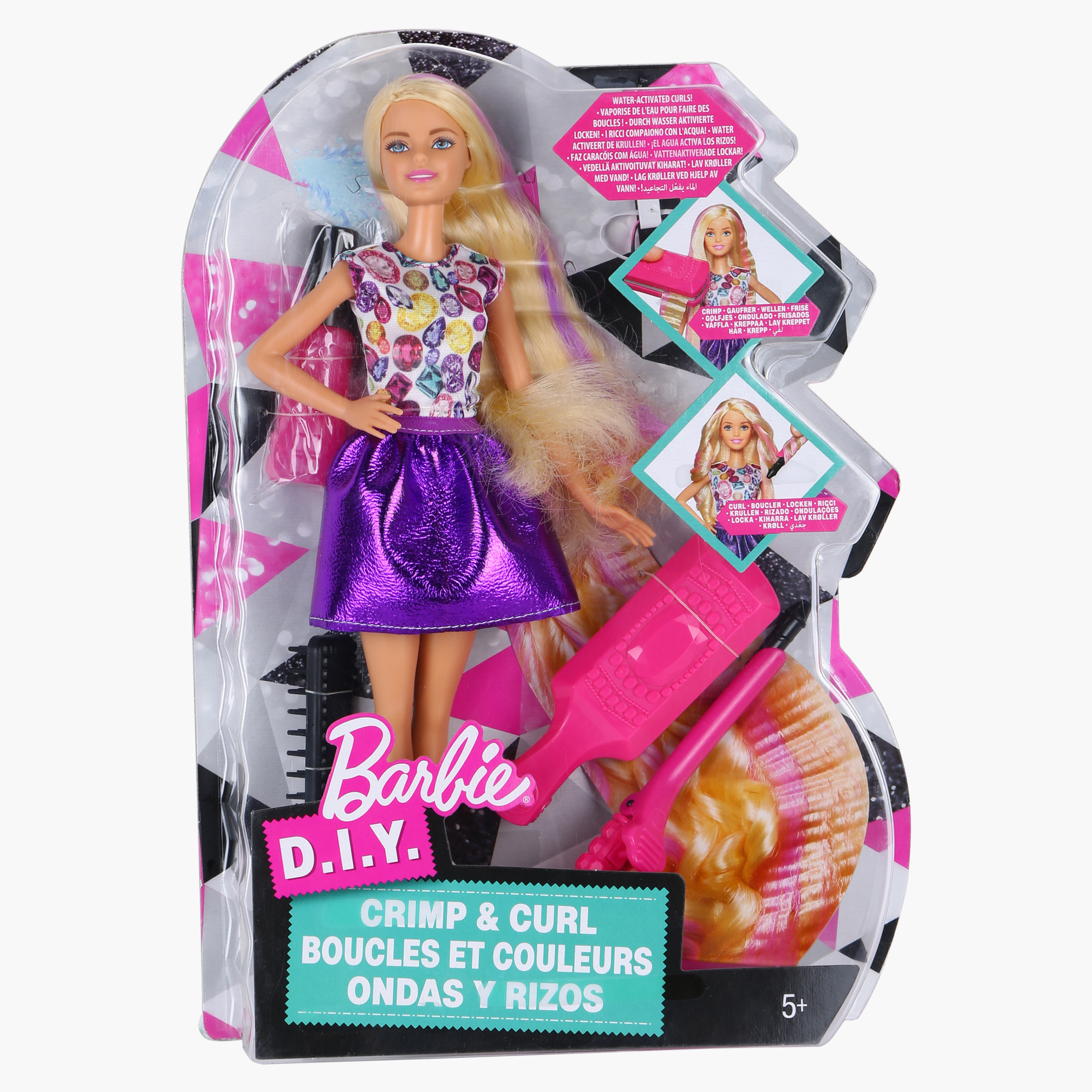 Barbie crimp and curl doll hot sale