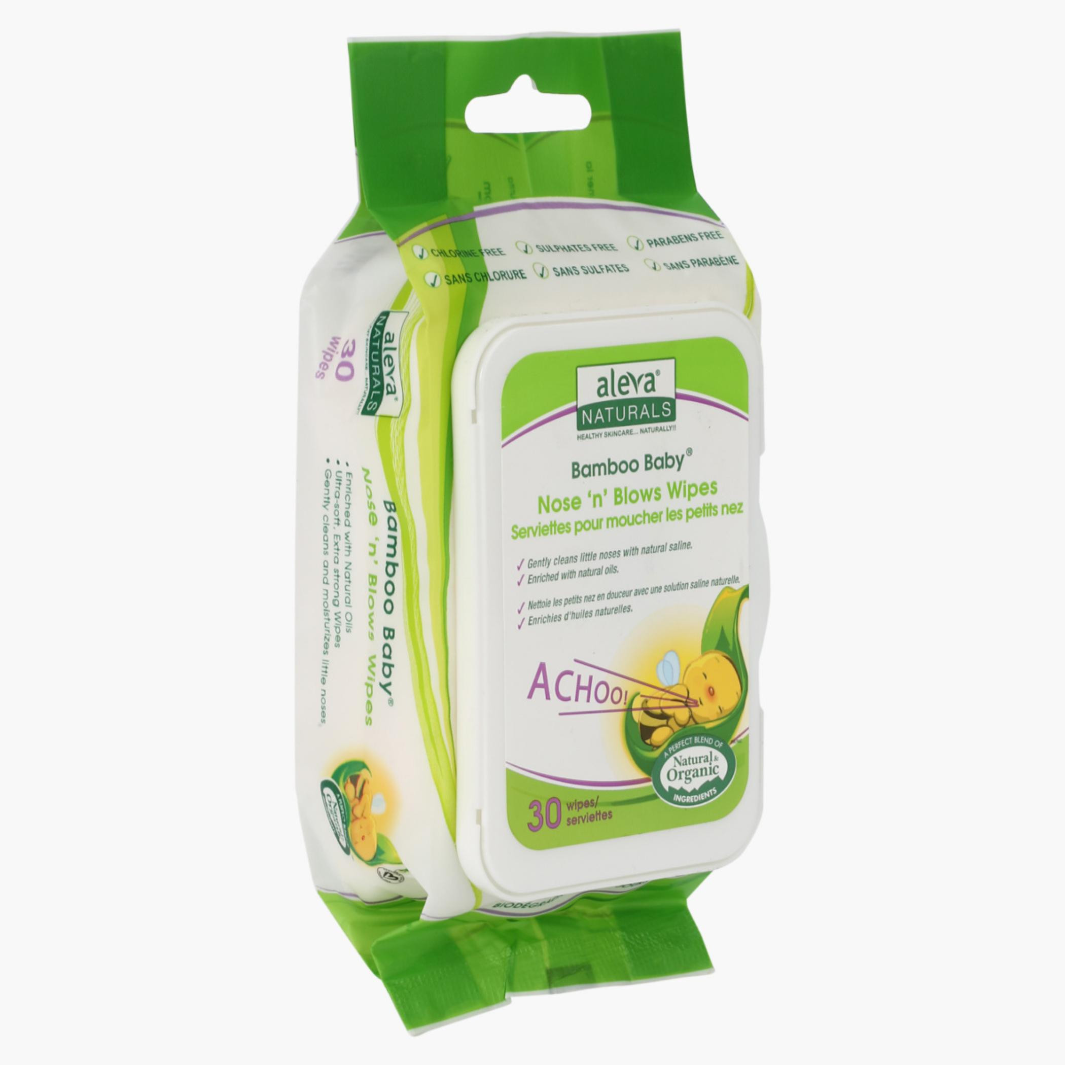 Aleva Naturals 30-Piece Nose & Blows Wipes -baby-diapering-babywipes-image-2