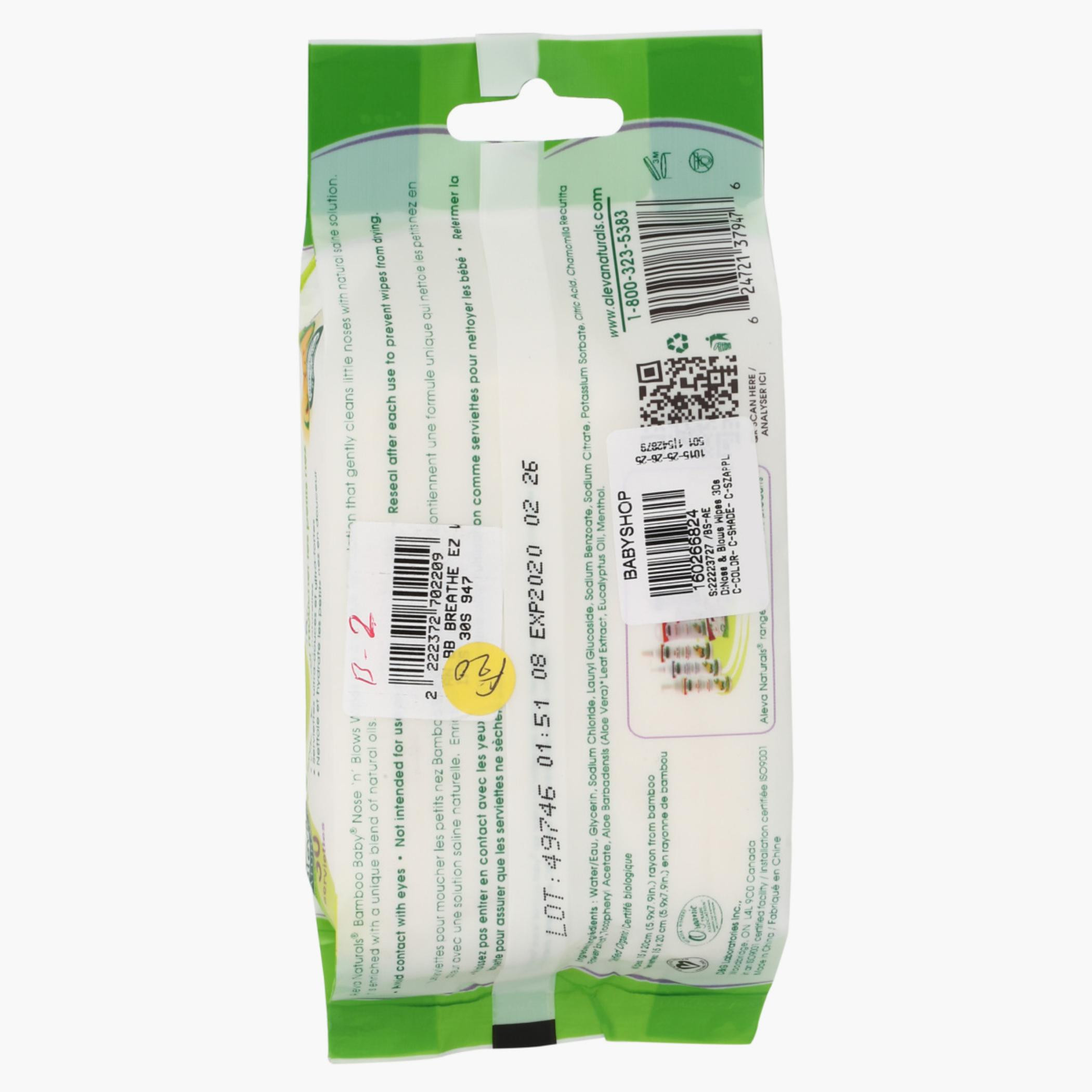 Aleva Naturals 30-Piece Nose & Blows Wipes -baby-diapering-babywipes-image-3