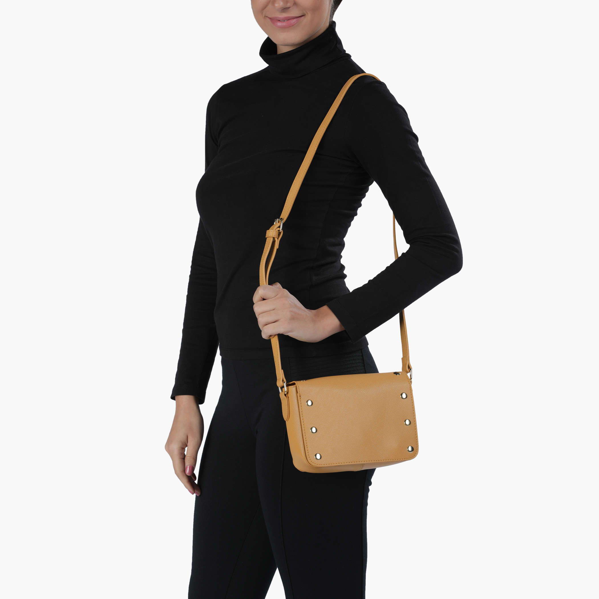 Sasha Textured Satchel Bag with Magnetic Snap Closure-women-bagsandwallets-handbags-image-5