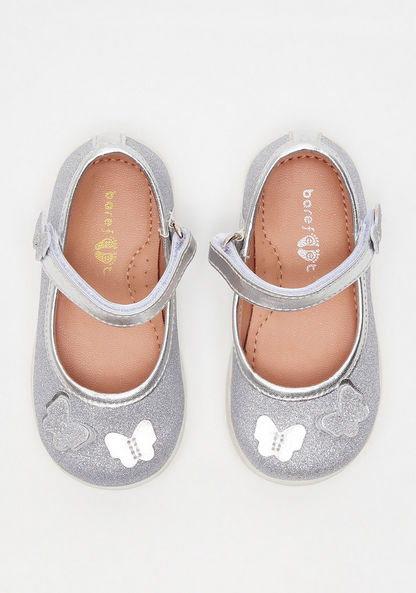 Barefeet Embellished Mary Jane Shoes with Hook and Loop Closure-Girl%27s Ballerinas-image-3