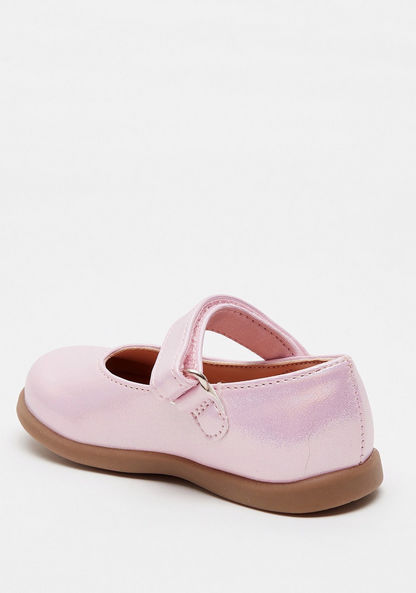 Barefeet Solid Mary Jane Shoes with Hook and Loop Closure-Girl%27s Ballerinas-image-2