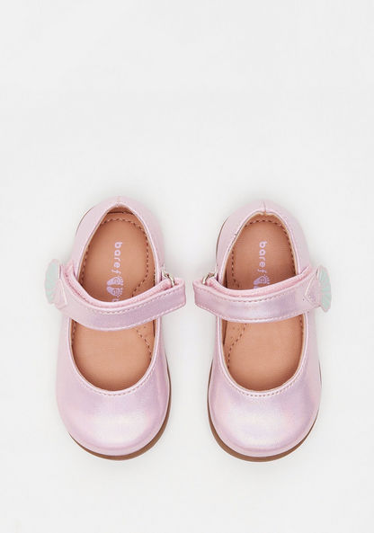 Barefeet Solid Mary Jane Shoes with Hook and Loop Closure-Girl%27s Ballerinas-image-3