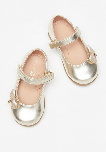 Barefeet Metallic Mary Jane Shoes with Bow Accent-Girl%27s Casual Shoes-image-1