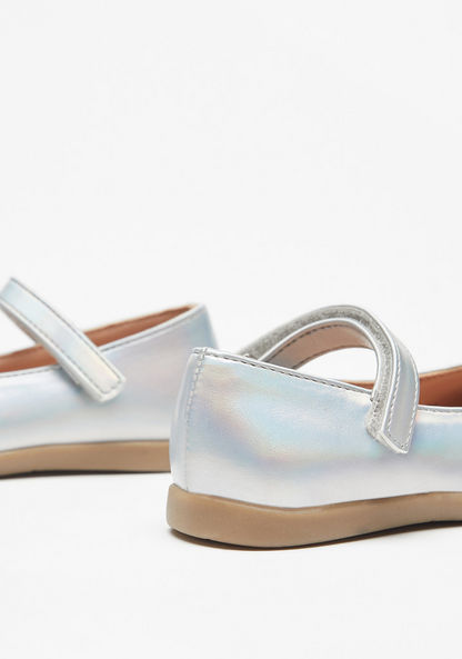 Barefeet Metallic Mary Jane Shoes with Bow Accent