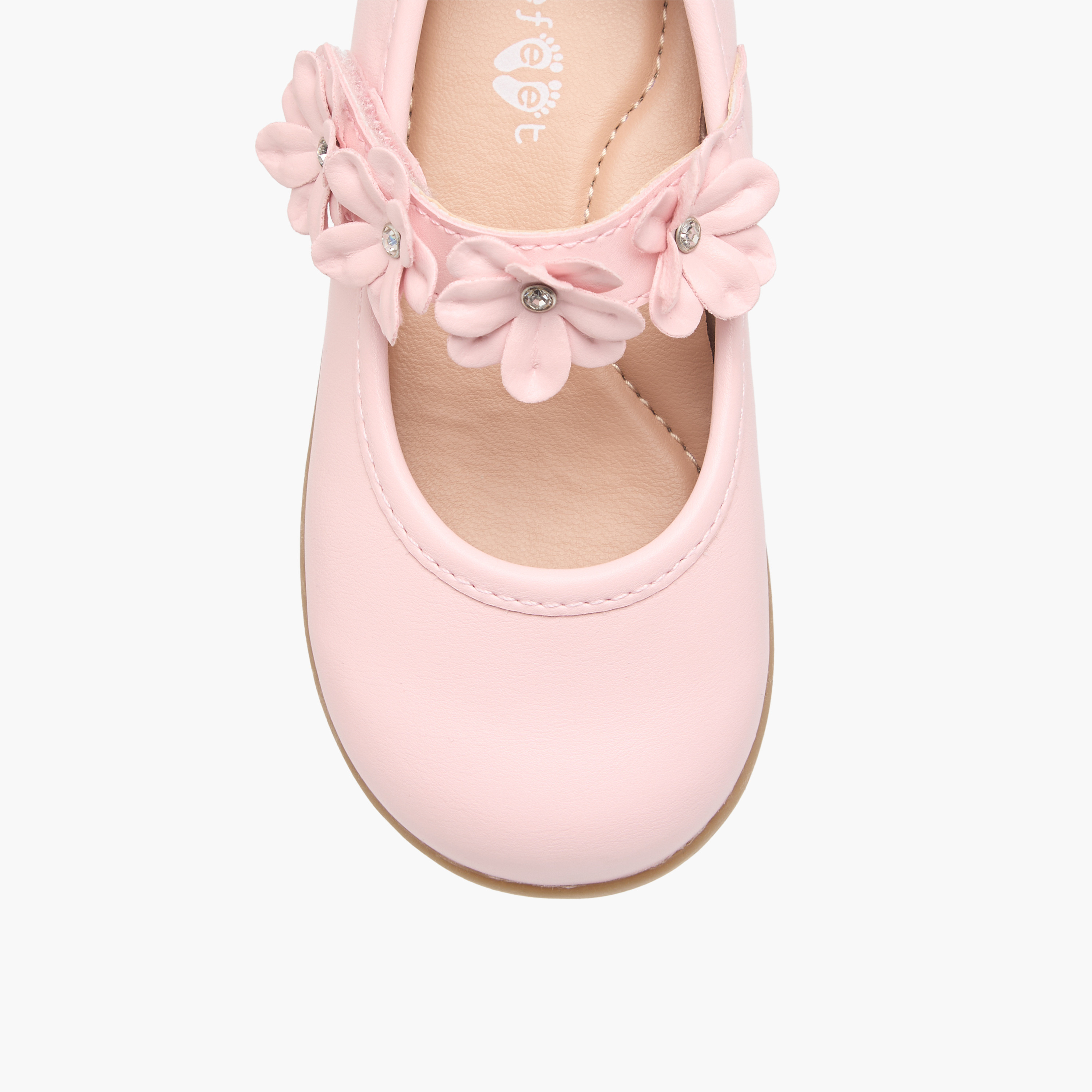 Barefeet Floral Accent Mary Jane Shoes with Hook and Loop Closure-girls-shoes-maryjanes-image-4