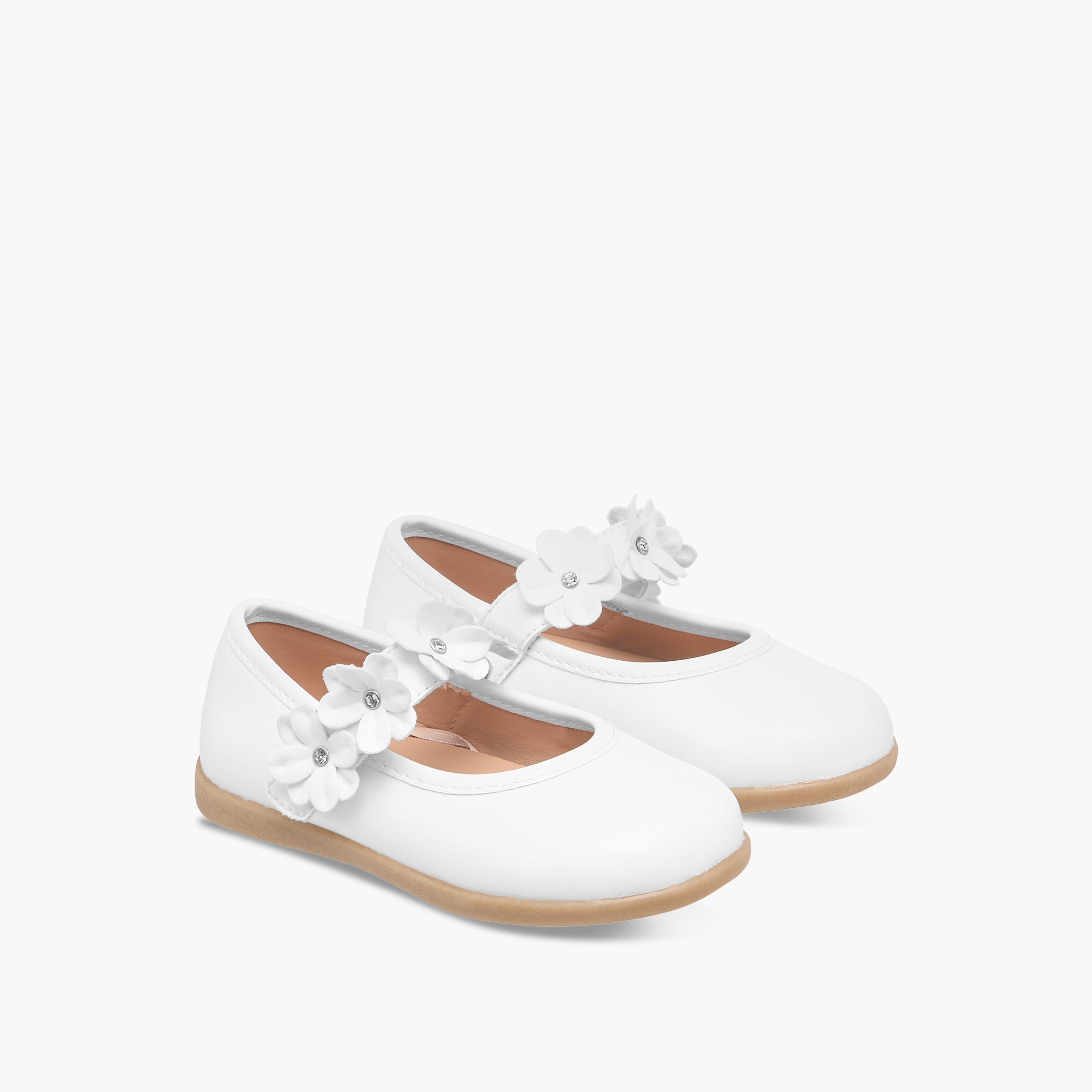 Barefeet Floral Accent Mary Jane Shoes with Hook and Loop Closure-girls-shoes-maryjanes-image-1
