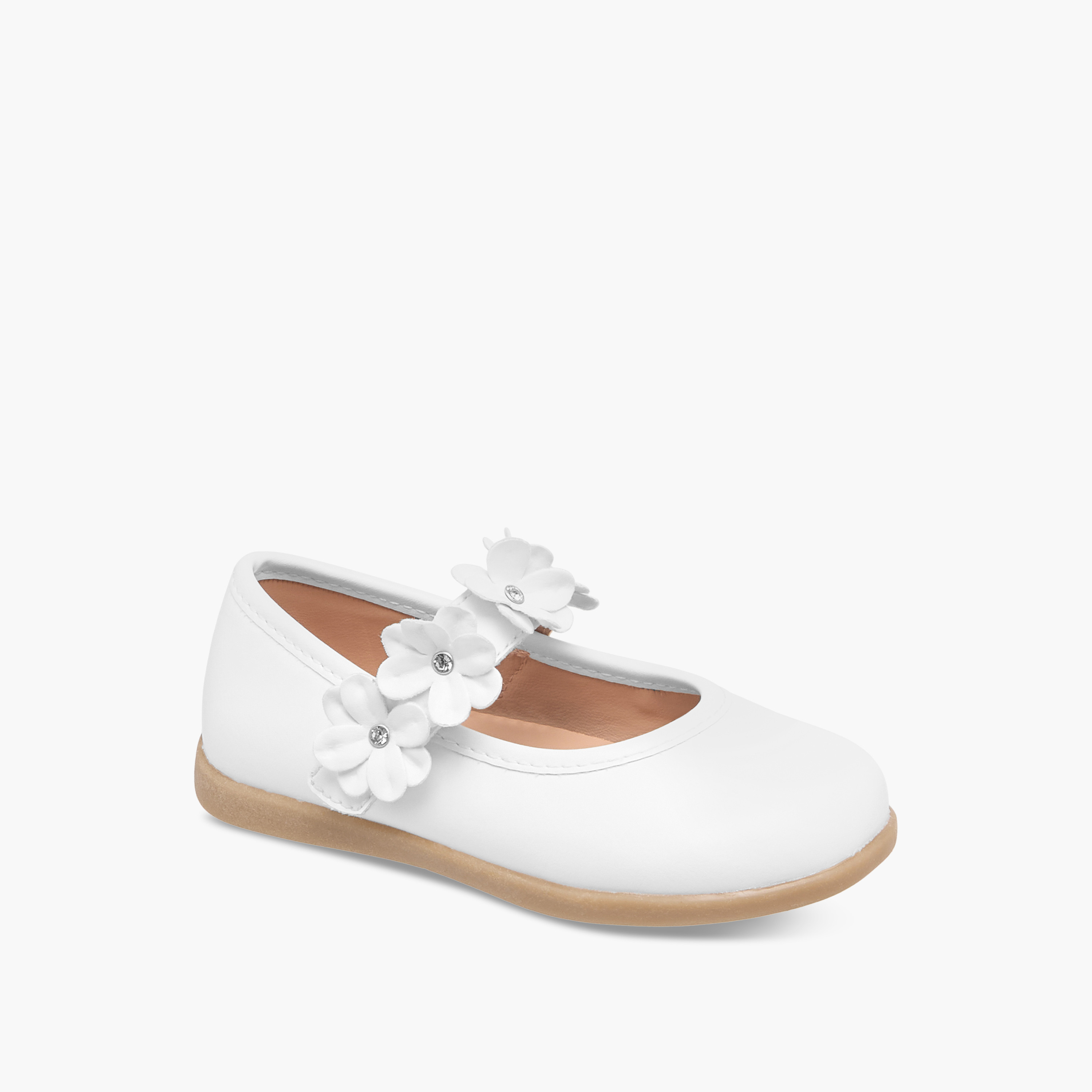 Barefeet Floral Accent Mary Jane Shoes with Hook and Loop Closure-girls-shoes-maryjanes-image-2
