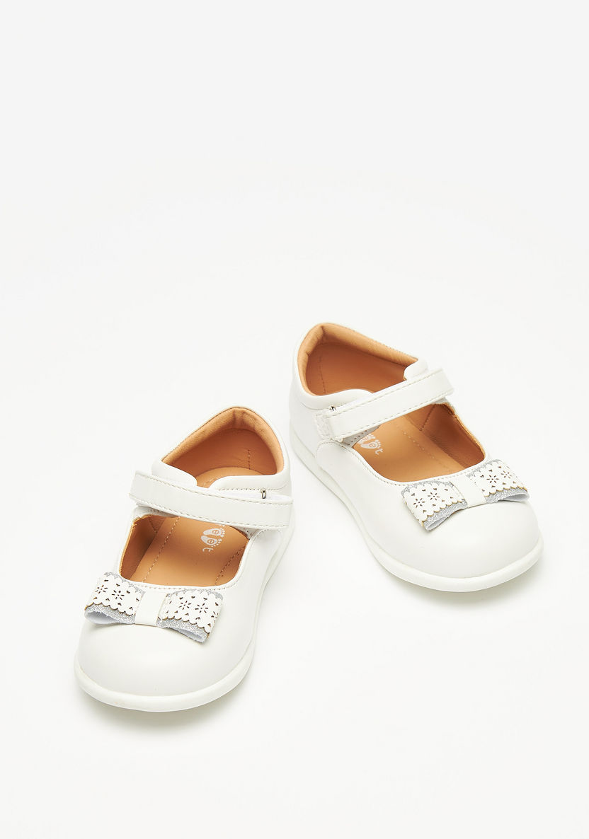 Barefeet Bow Accented Mary Jane Shoes with Hook and Loop Closure-Girl%27s Ballerinas-image-1