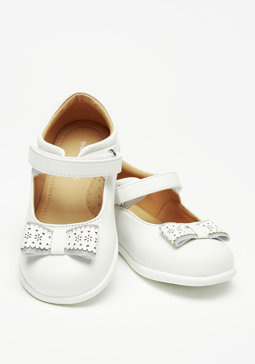 Barefeet Bow Accented Mary Jane Shoes with Hook and Loop Closure-Girl%27s Ballerinas-image-3