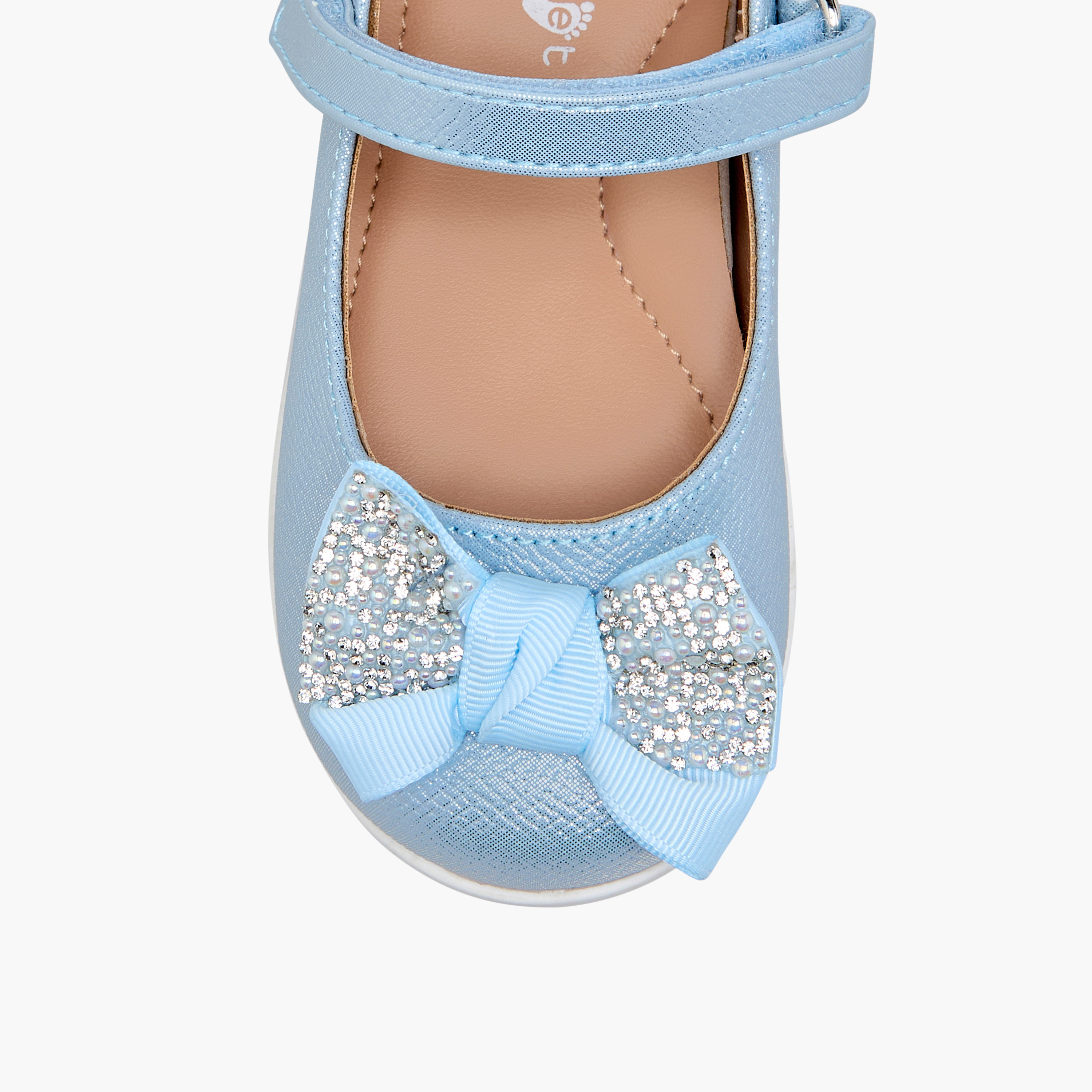 Barefeet Bow Embellished Mary Jane Shoes with Hook and Loop Closure-girls-shoes-maryjanes-image-4