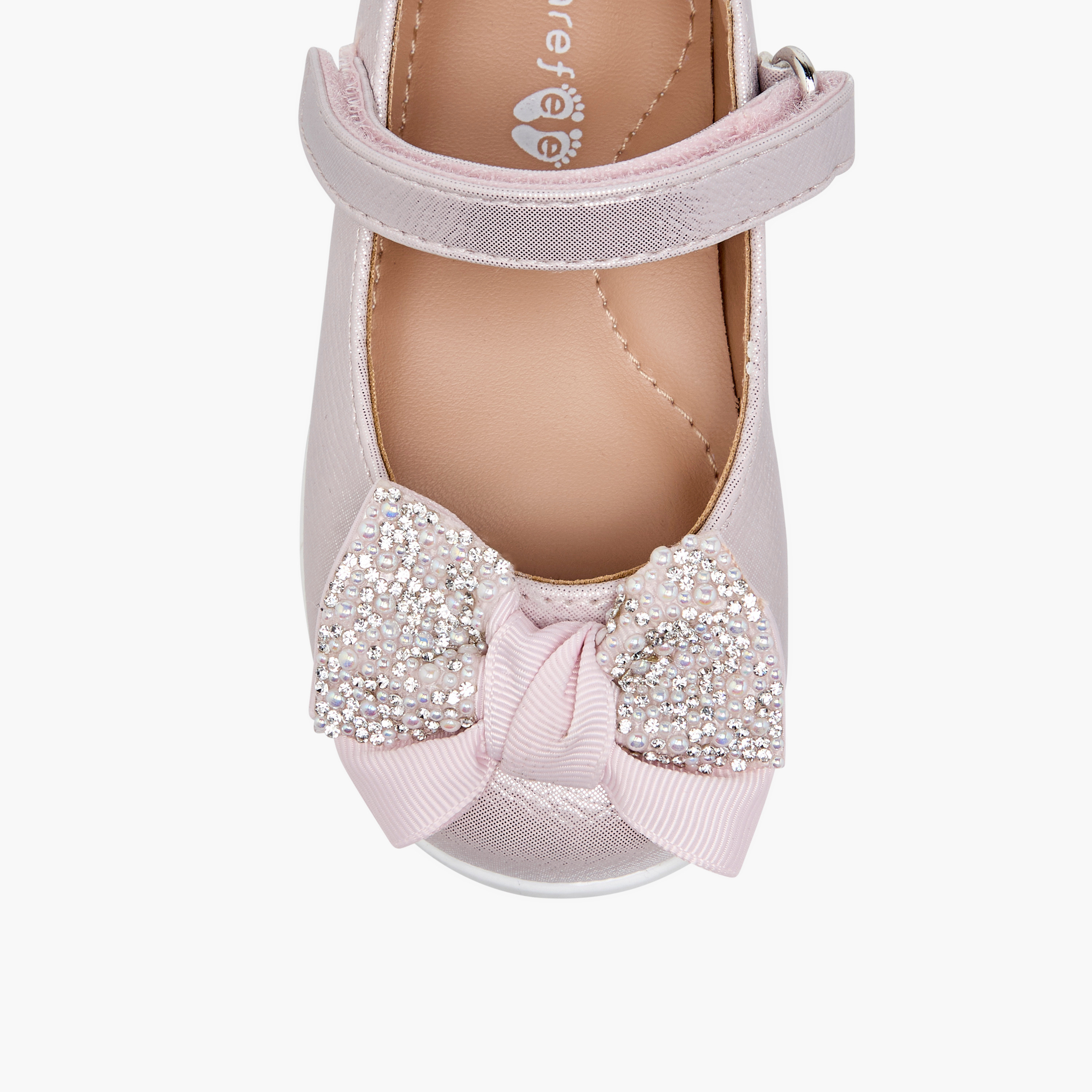 Barefeet Bow Embellished Mary Jane Shoes with Hook and Loop Closure-girls-shoes-maryjanes-image-4