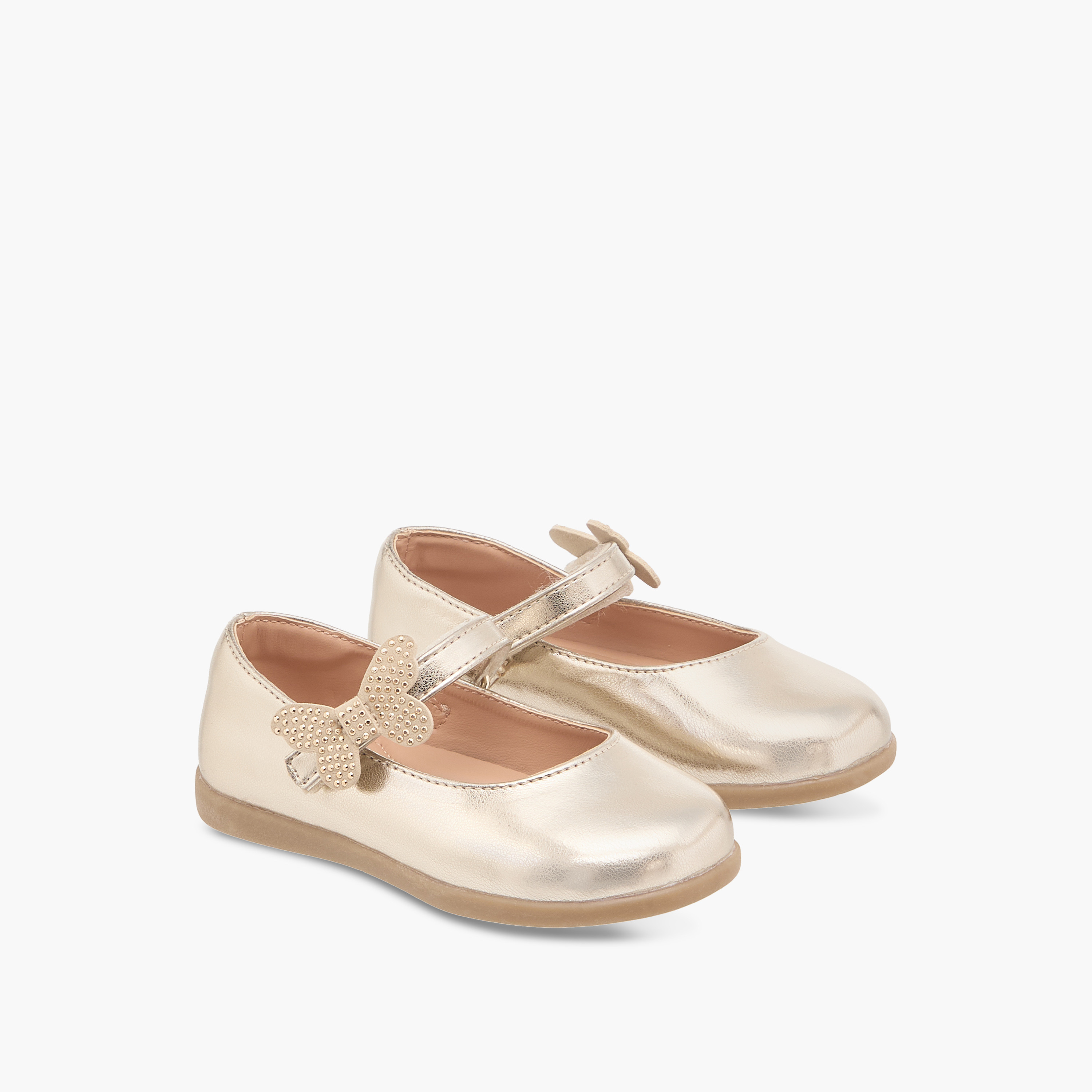 Barefeet Butterfly Accent Mary Jane Shoes with Hook and Loop Closure-girls-shoes-maryjanes-image-1