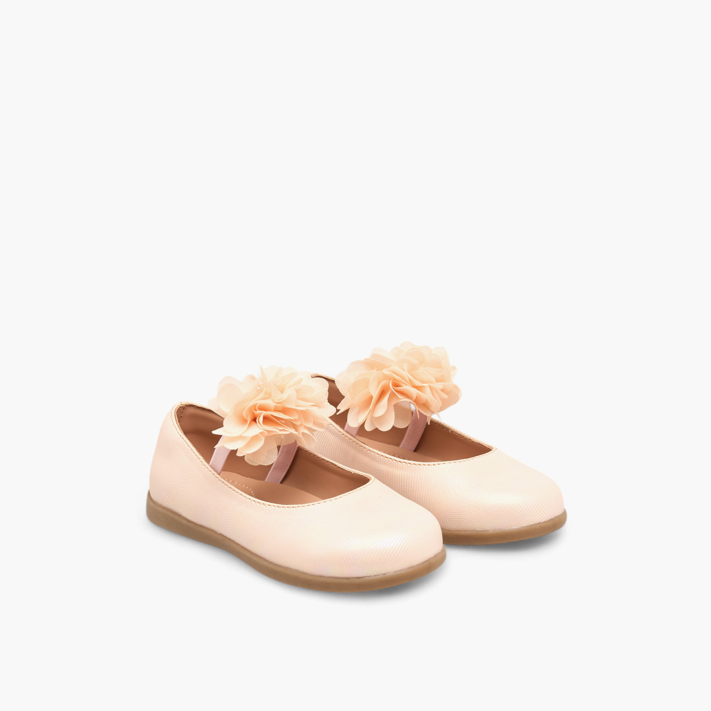 Barefeet Floral Accent Mary Jane Shoes with Elasticated Strap-girls-shoes-maryjanes-image-1