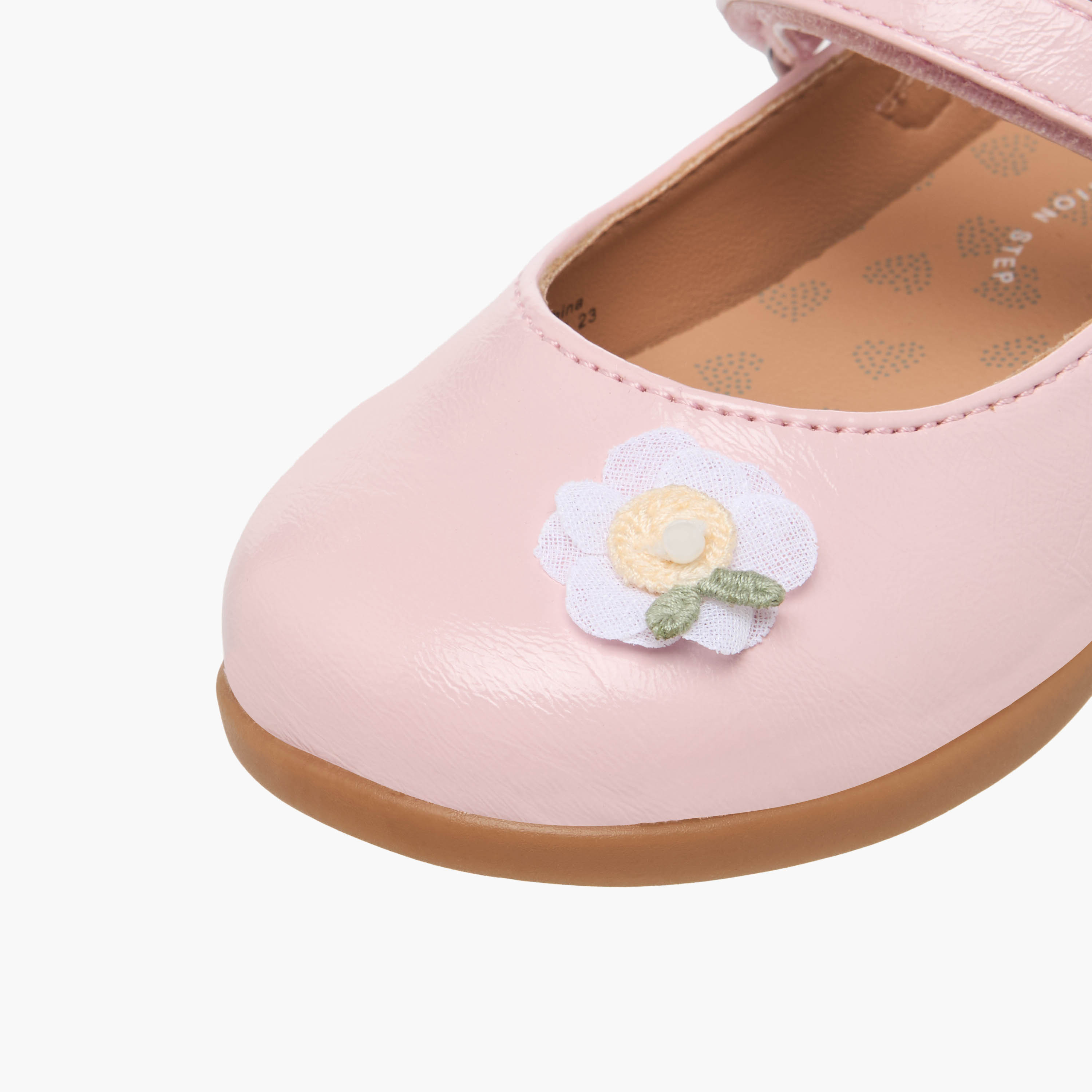 Barefeet Girls Floral Applique Hook and Loop Mary Jane Shoes-girls-shoes-maryjanes-image-6