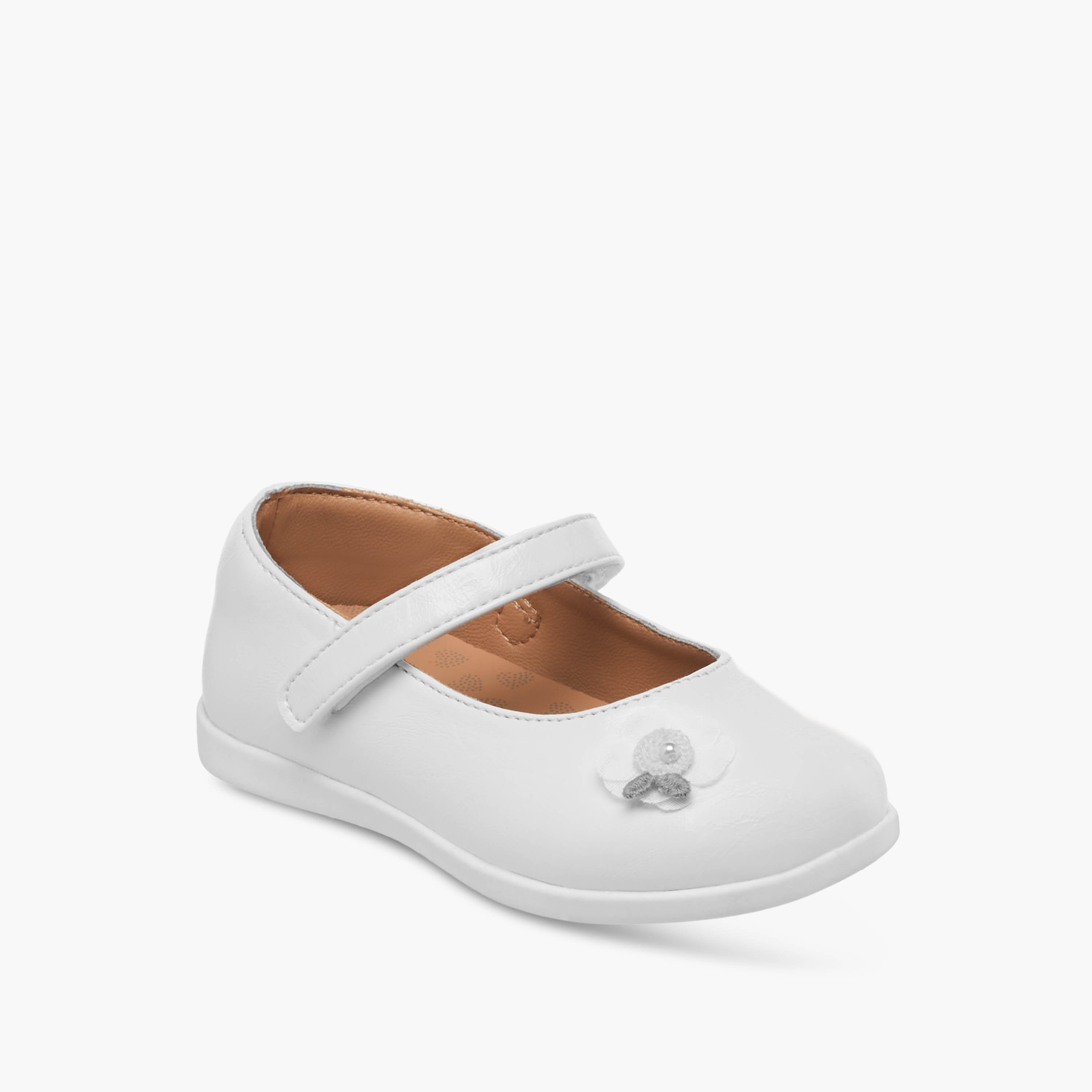 Barefeet Girls Floral Applique Hook and Loop Mary Jane Shoes-girls-shoes-maryjanes-image-2