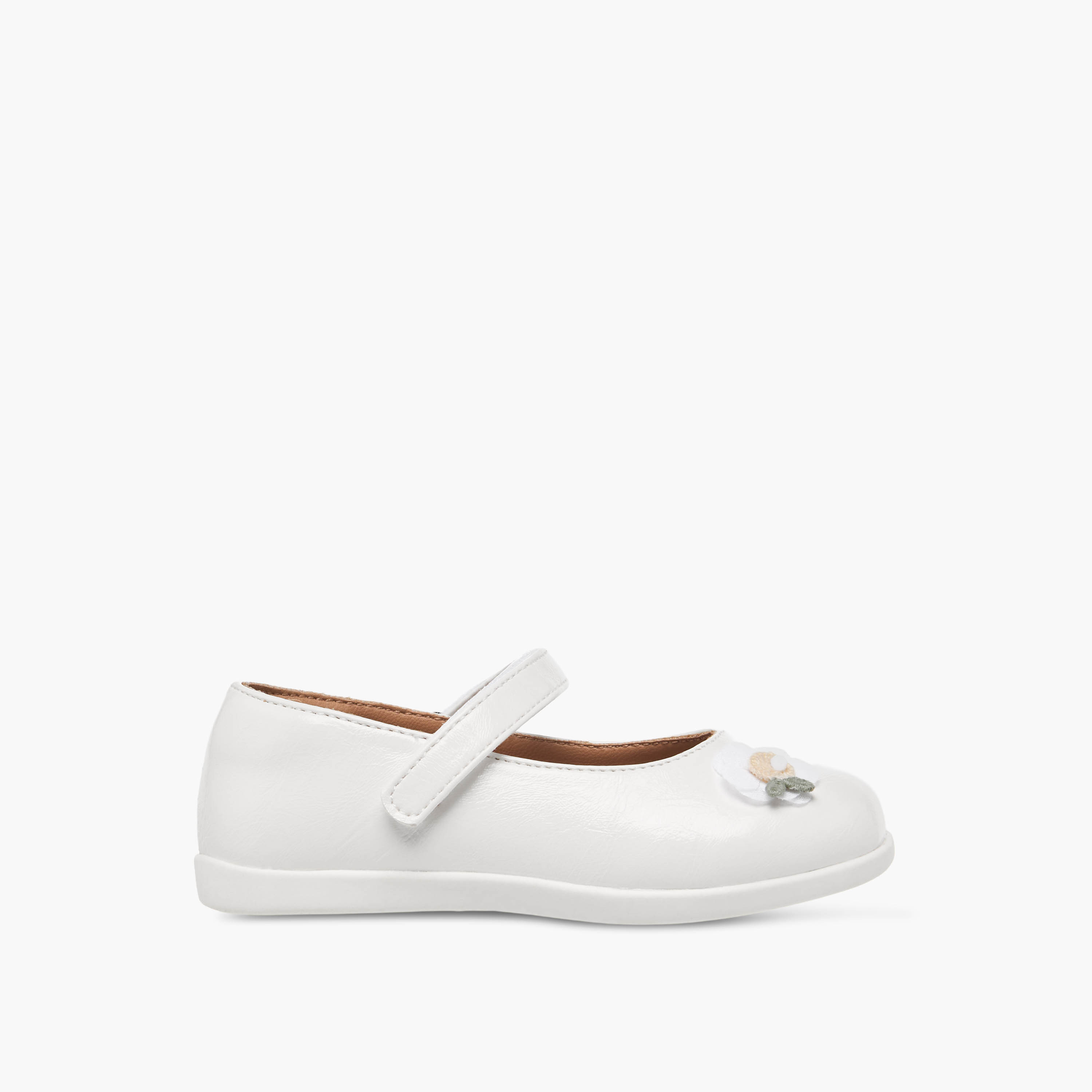 Barefeet Girls Floral Applique Hook and Loop Mary Jane Shoes-girls-shoes-maryjanes-image-3