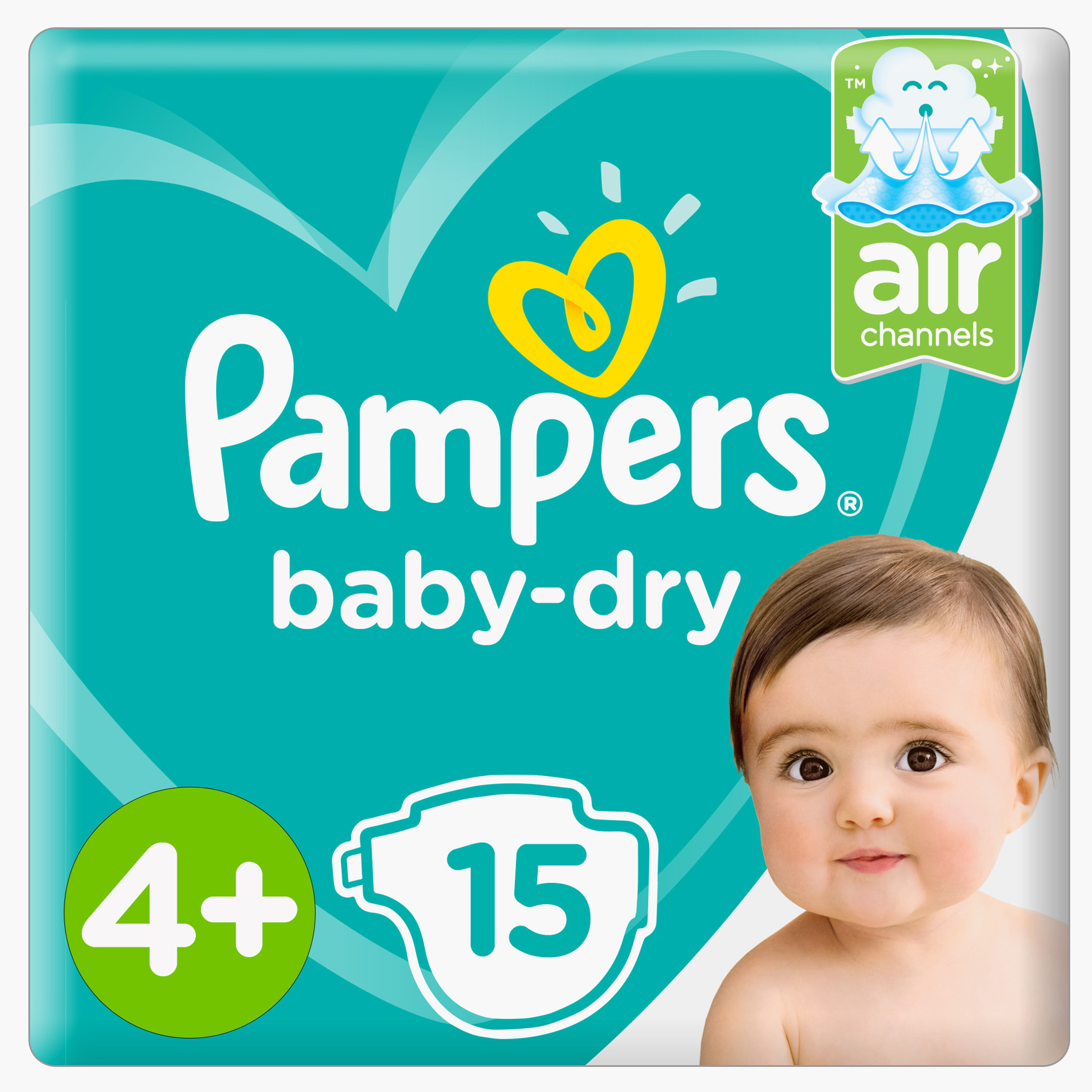 Pampers Baby-Dry Maxi Plus Size 4+, 15-Diapers Carry Pack - 9 to 16 kgs-baby-diapering-diapers-image-1