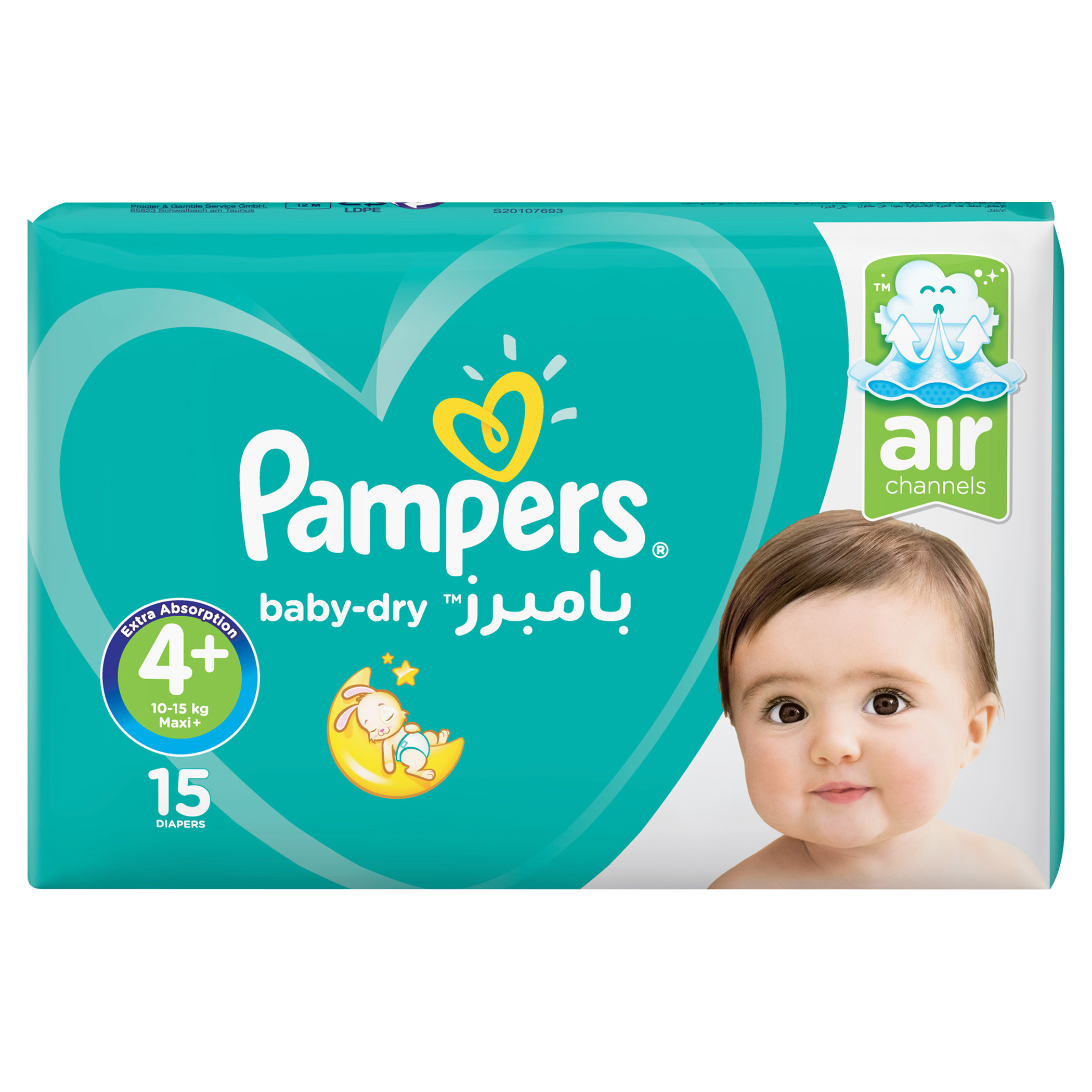 Pampers Baby-Dry Maxi Plus Size 4+, 15-Diapers Carry Pack - 9 to 16 kgs-baby-diapering-diapers-image-2