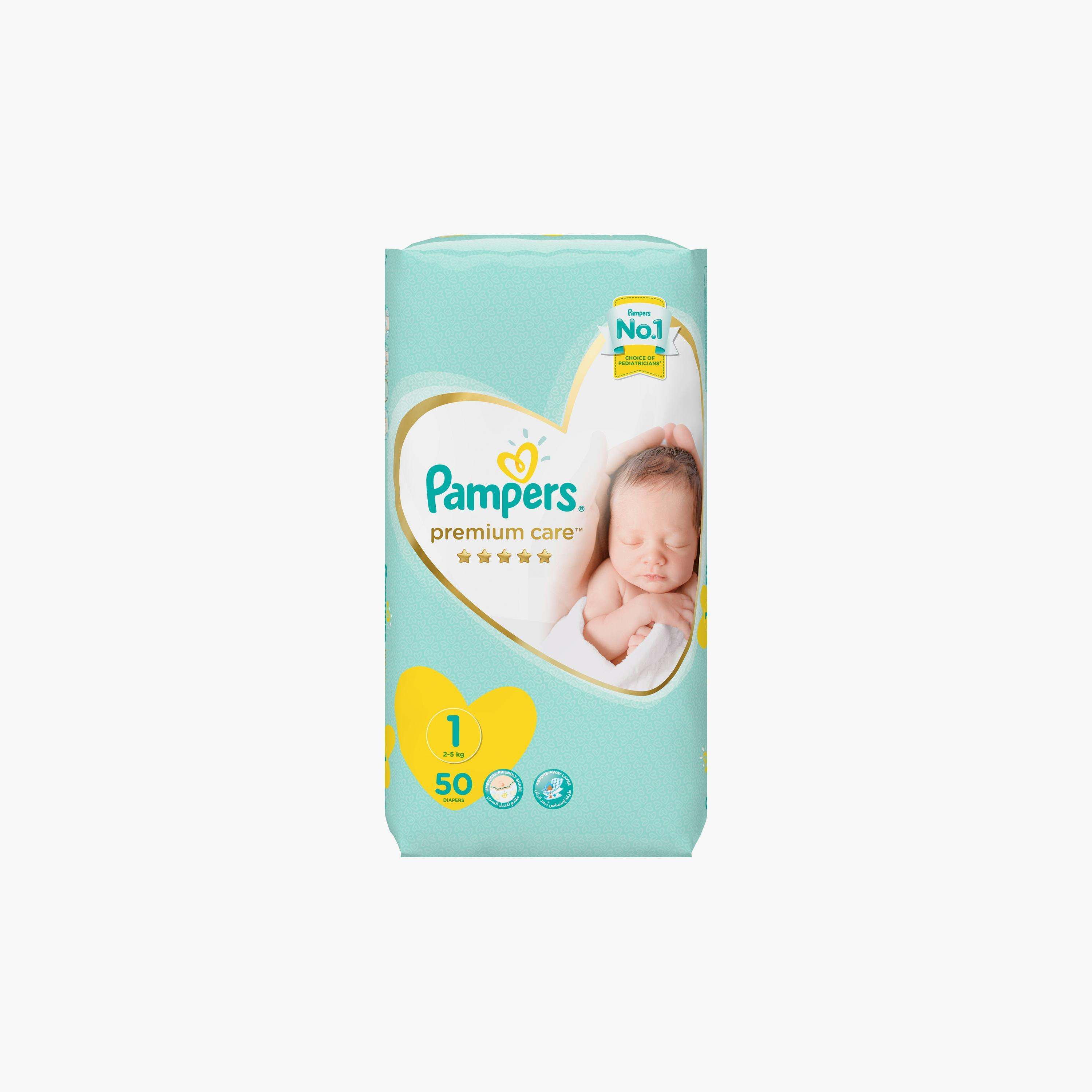 حفاضات بريميوم كير من بامبرز مقاس 1 لحديثي الولادة عبوة 50 قطعة 2-5 كجم-baby-diapering-diapers-image-2