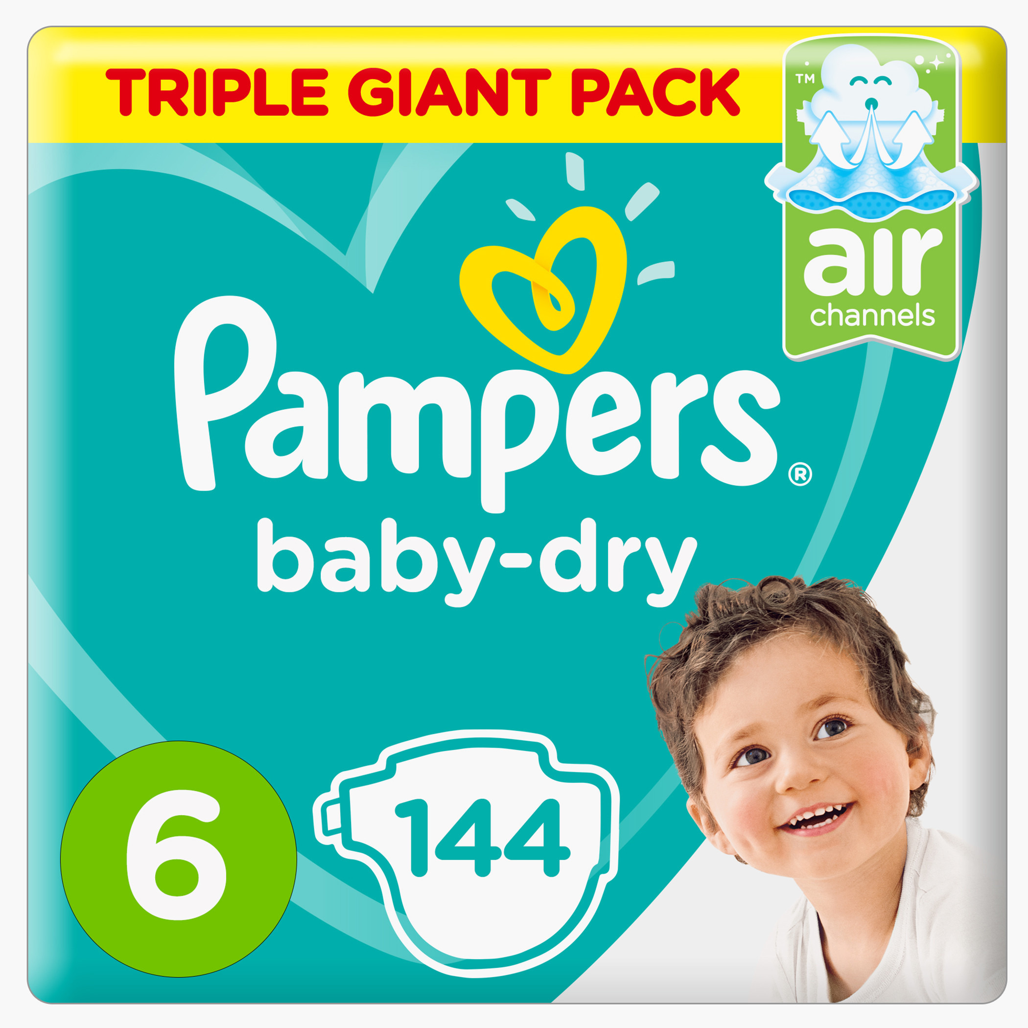 حفاضات بامبرز اكتيف بيبي دراي مقاس 6 144 قطعة - XL-baby-diapering-diapers-image-1
