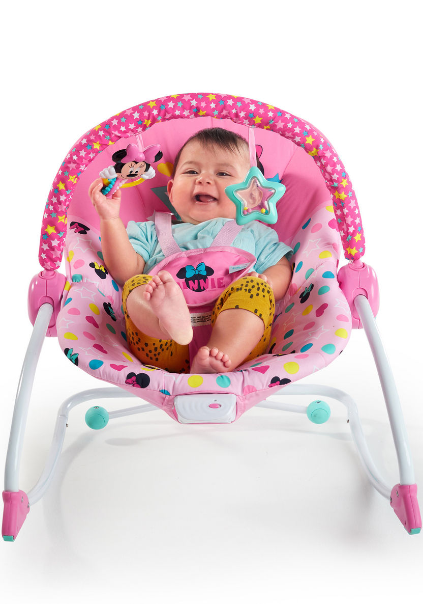 Minnie Mouse Printed Baby Rocker Seat with Toy Bar-Infant Activity-image-6