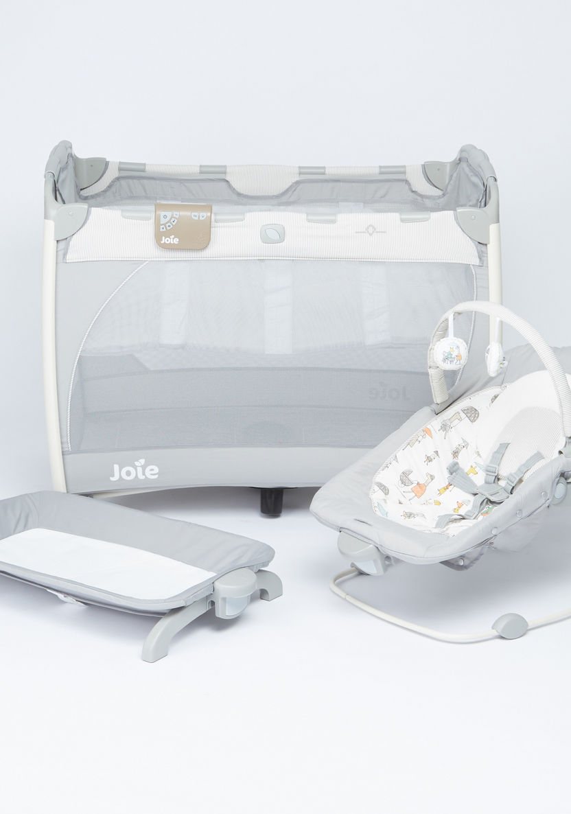 Joie Playard Excursion Change and Bounce Grey Travel Cot with Carry Bag (Upto 3 years)-Travel Cots-image-2