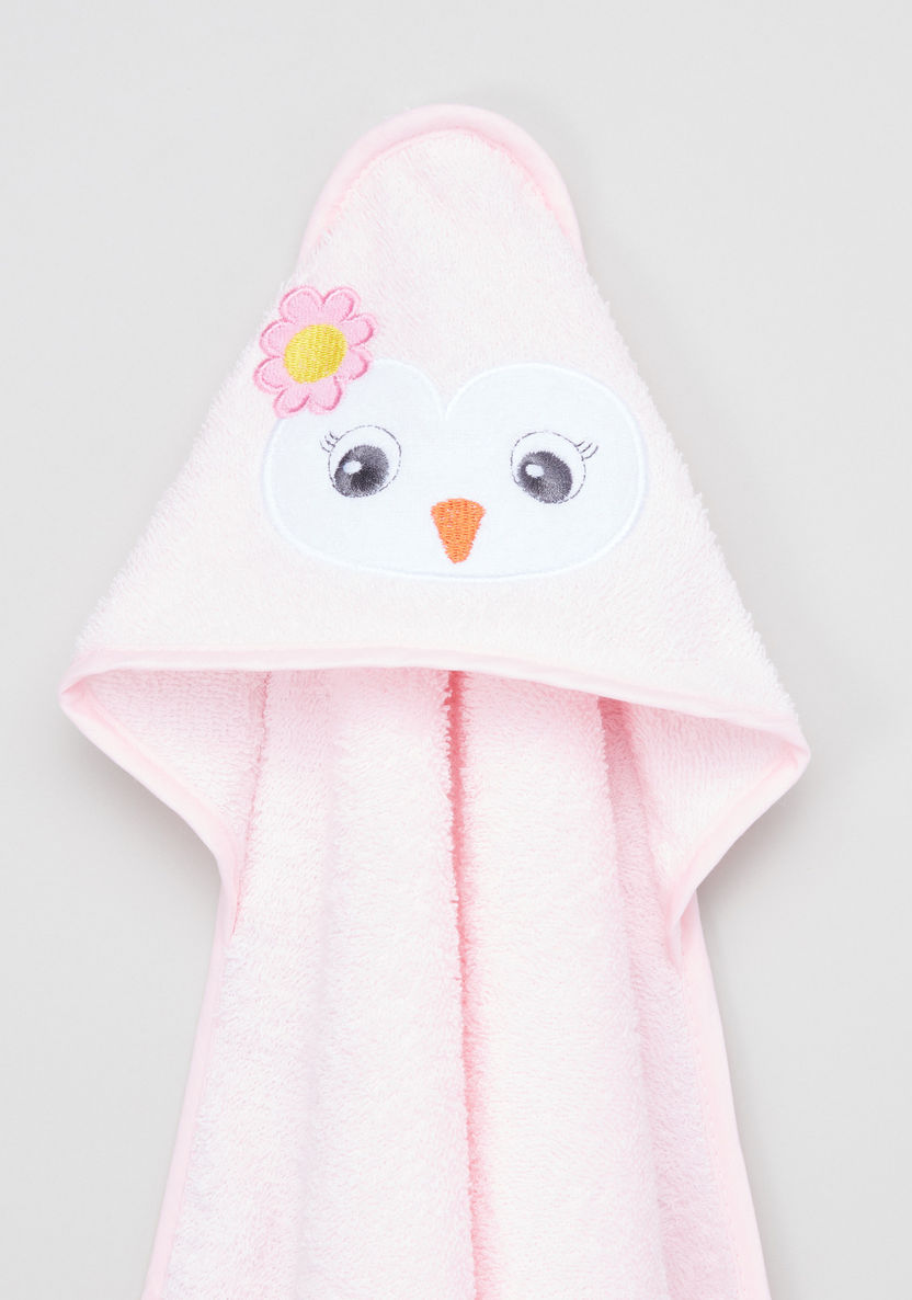 Juniors Owl Printed Hooded Towel with Washcloth - 76x76 cms-Towels and Flannels-image-2