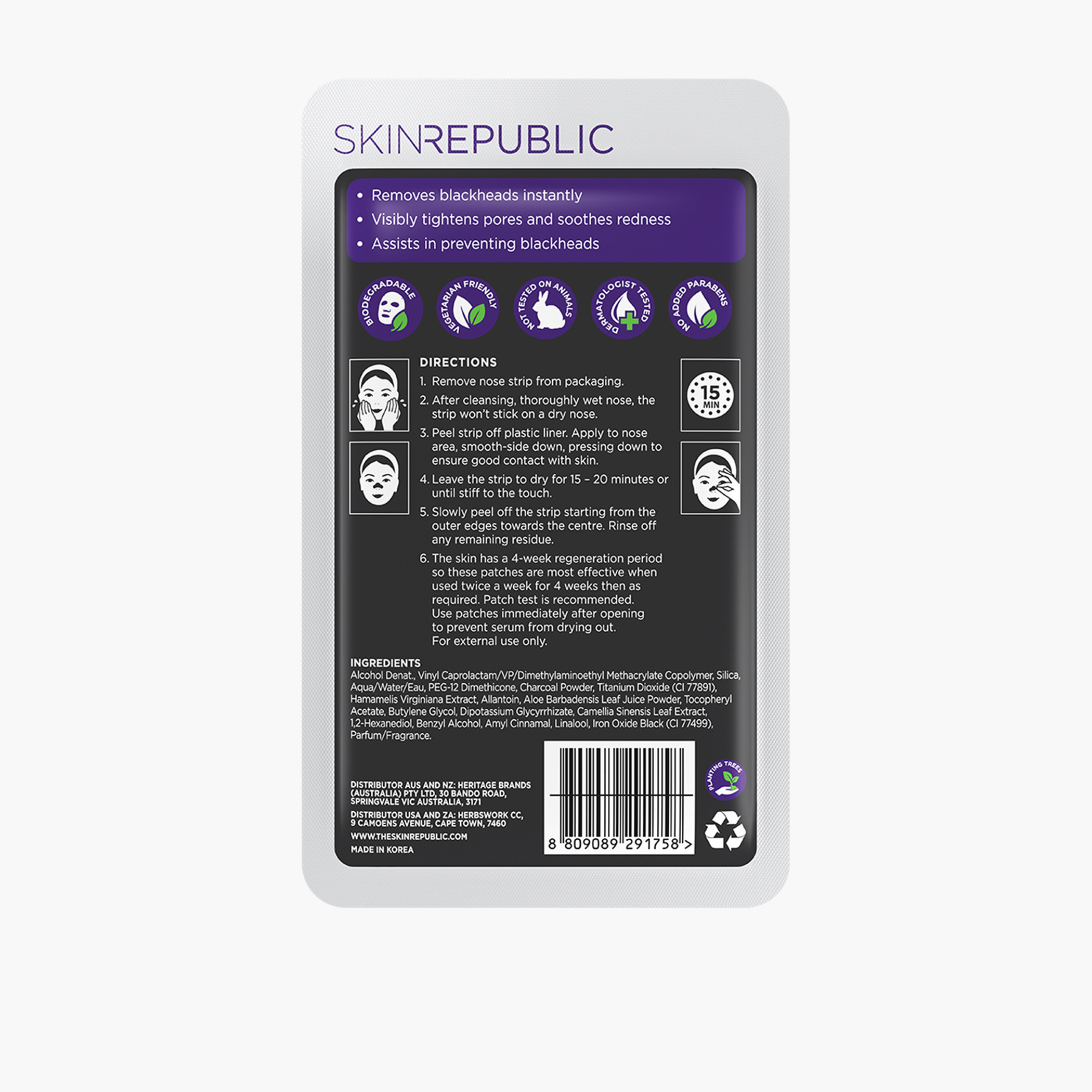 Skin Republic Charcoal Nose Strip deep cleansing, Removes Blackheads Instantly (6 Strips) -beautyandpersonalcare-skin-masks-masksandpeels-image-2