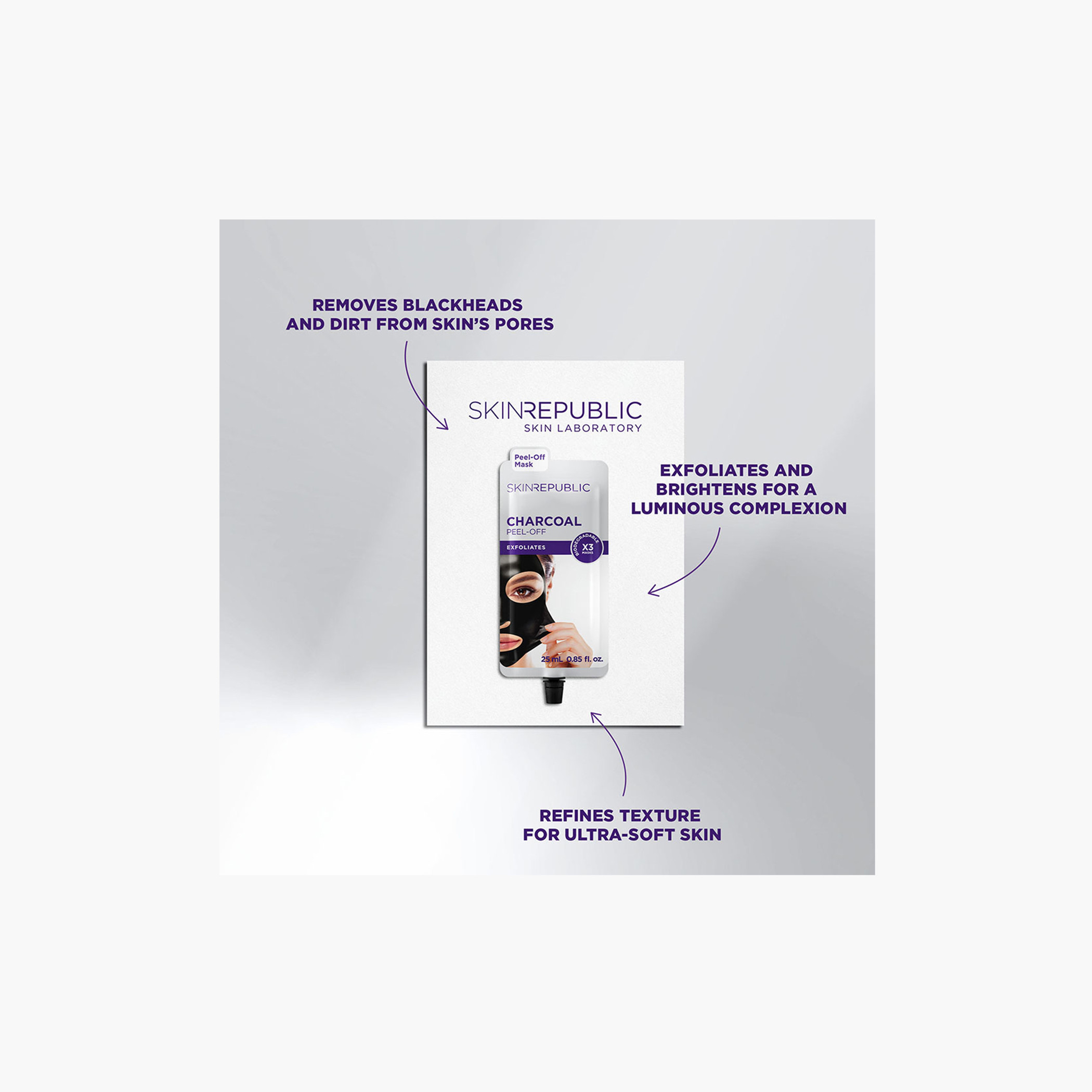 Skin Republic Charcoal Peel-Off cleansing Face Mask Sheet, Exfoliates and removes blackheads 25ml (3 Applications)-beautyandpersonalcare-kbeauty-skin-masks-masksandpeels-image-4